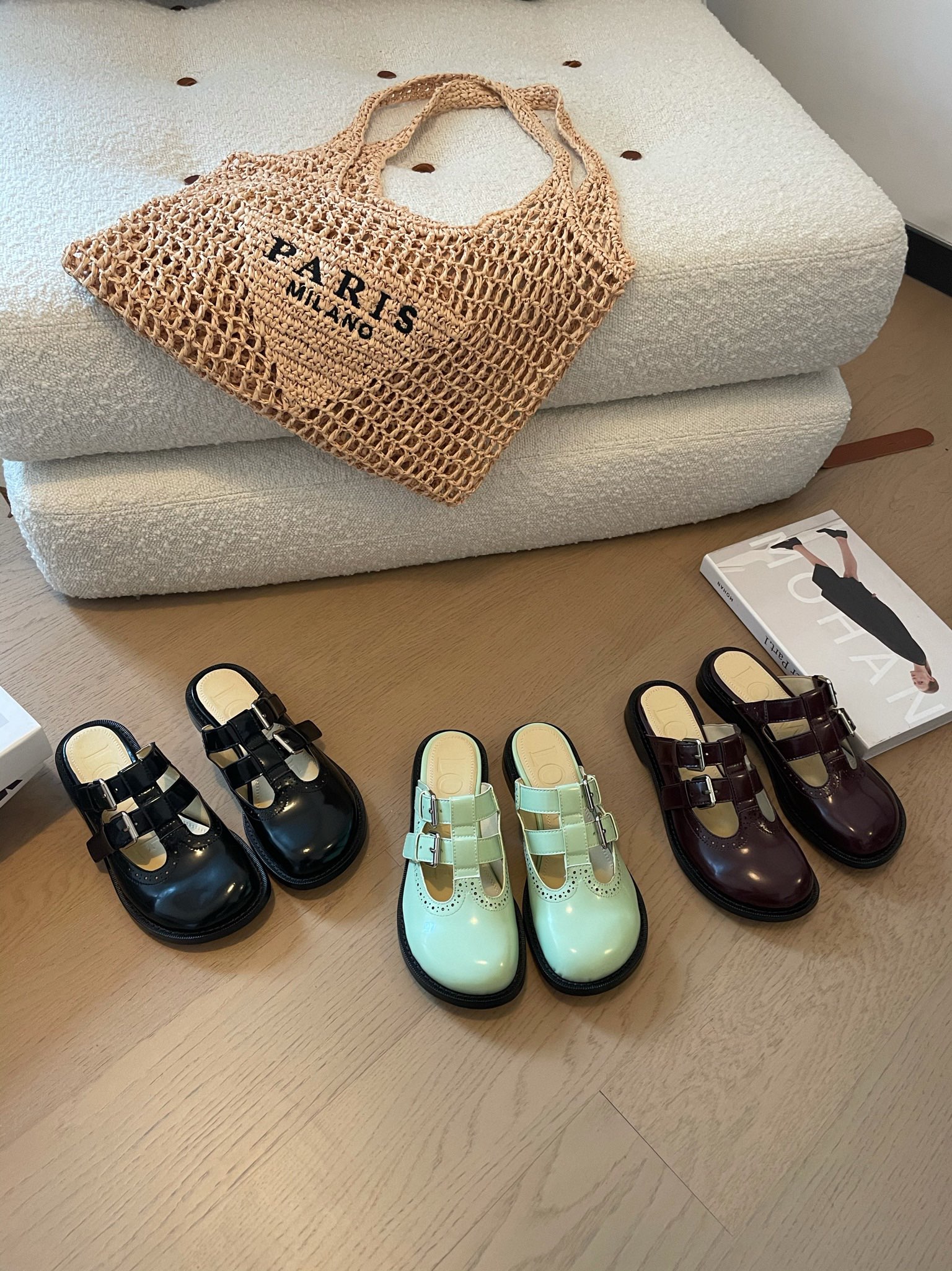 [TOP] LOEWE Campo Double Stripe Round Head Slippers - 3 Color