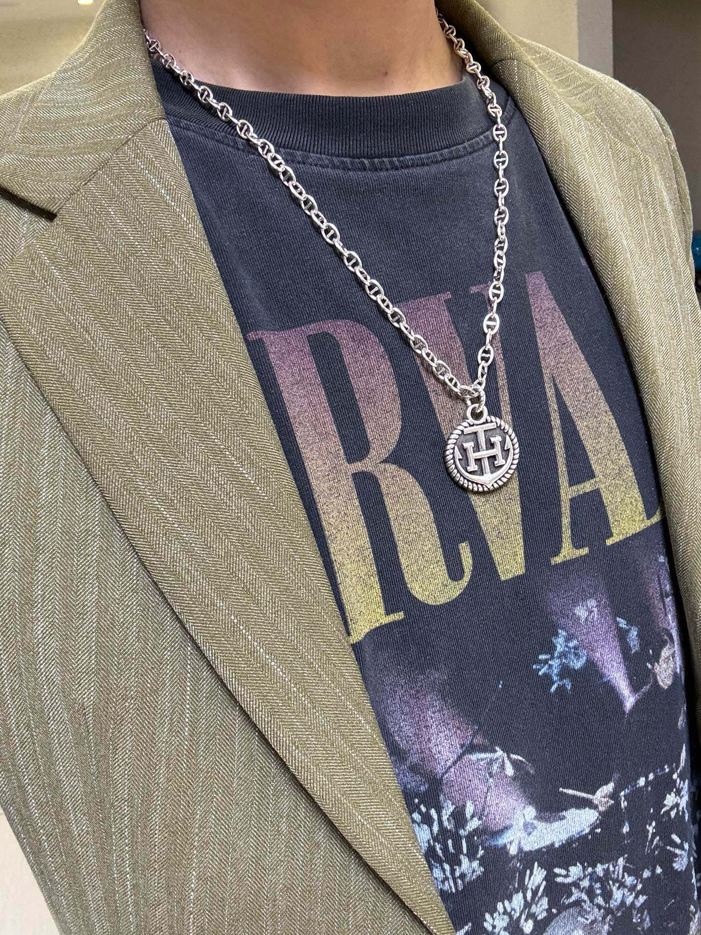 [TOP] HERMES H Long Necklace - Sliver