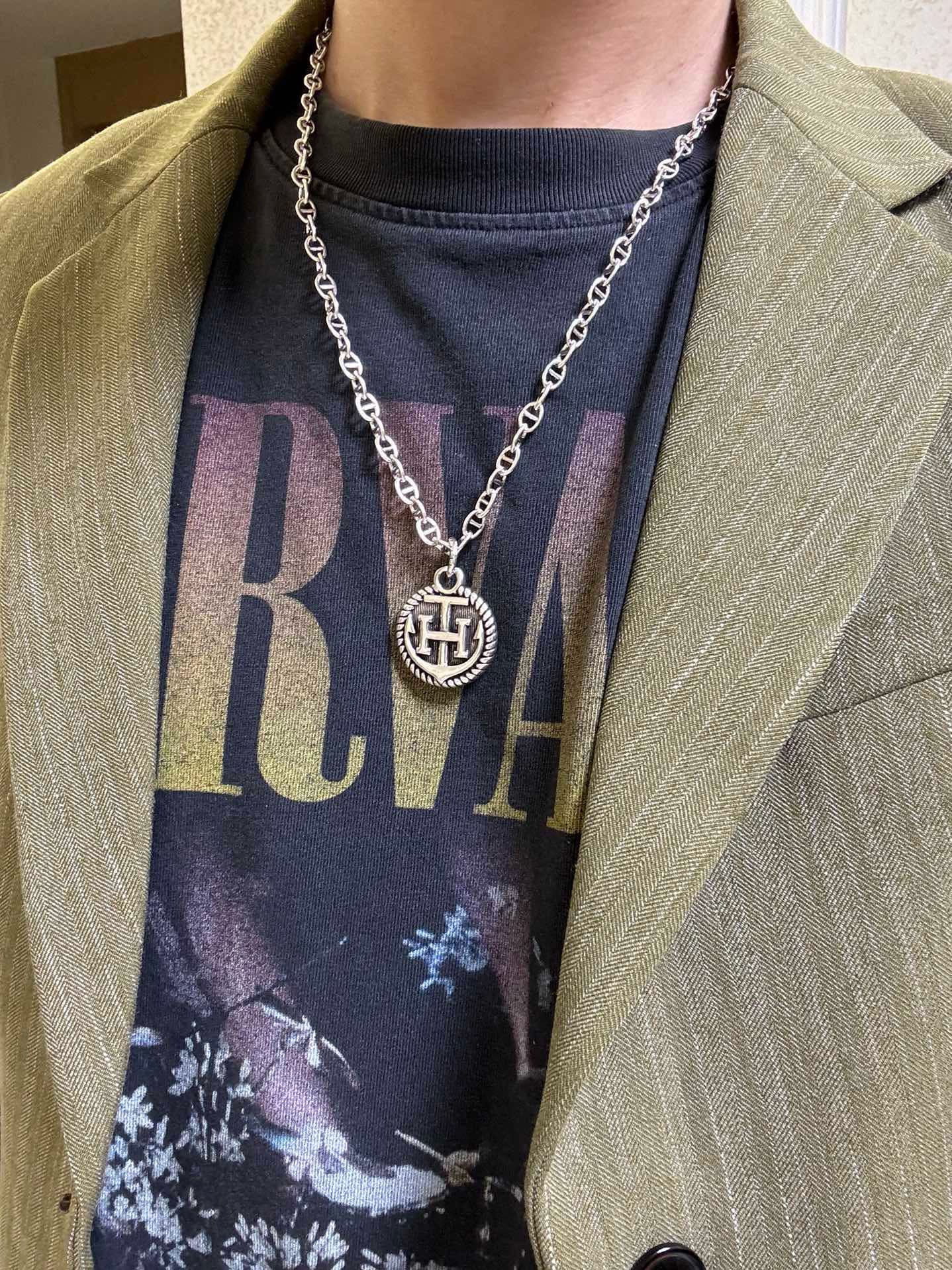 [TOP] HERMES H Long Necklace - Sliver