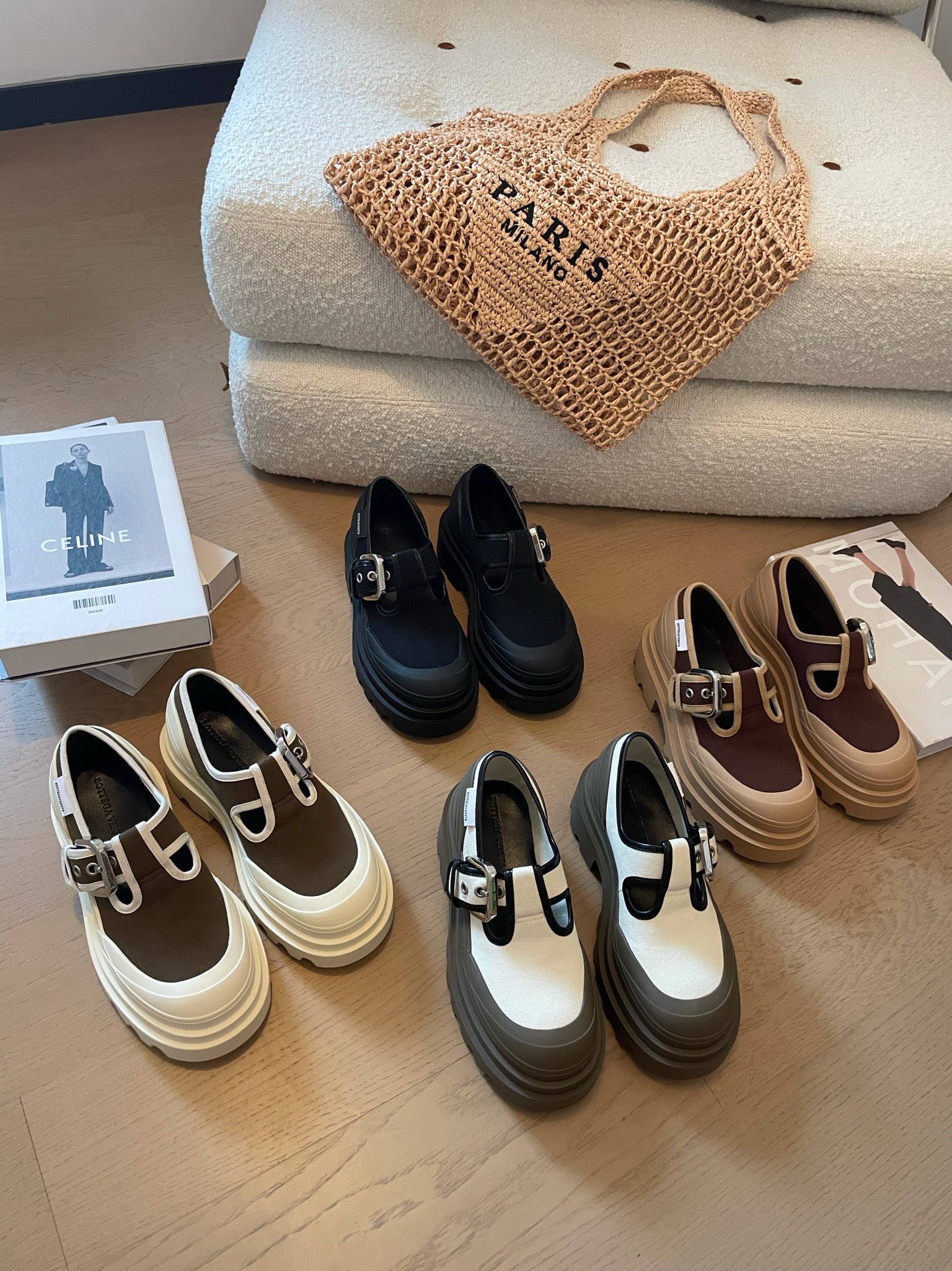 [TOP] Bottega Veneta BV Canvas Series Mary Jane Shoes - 4 Color