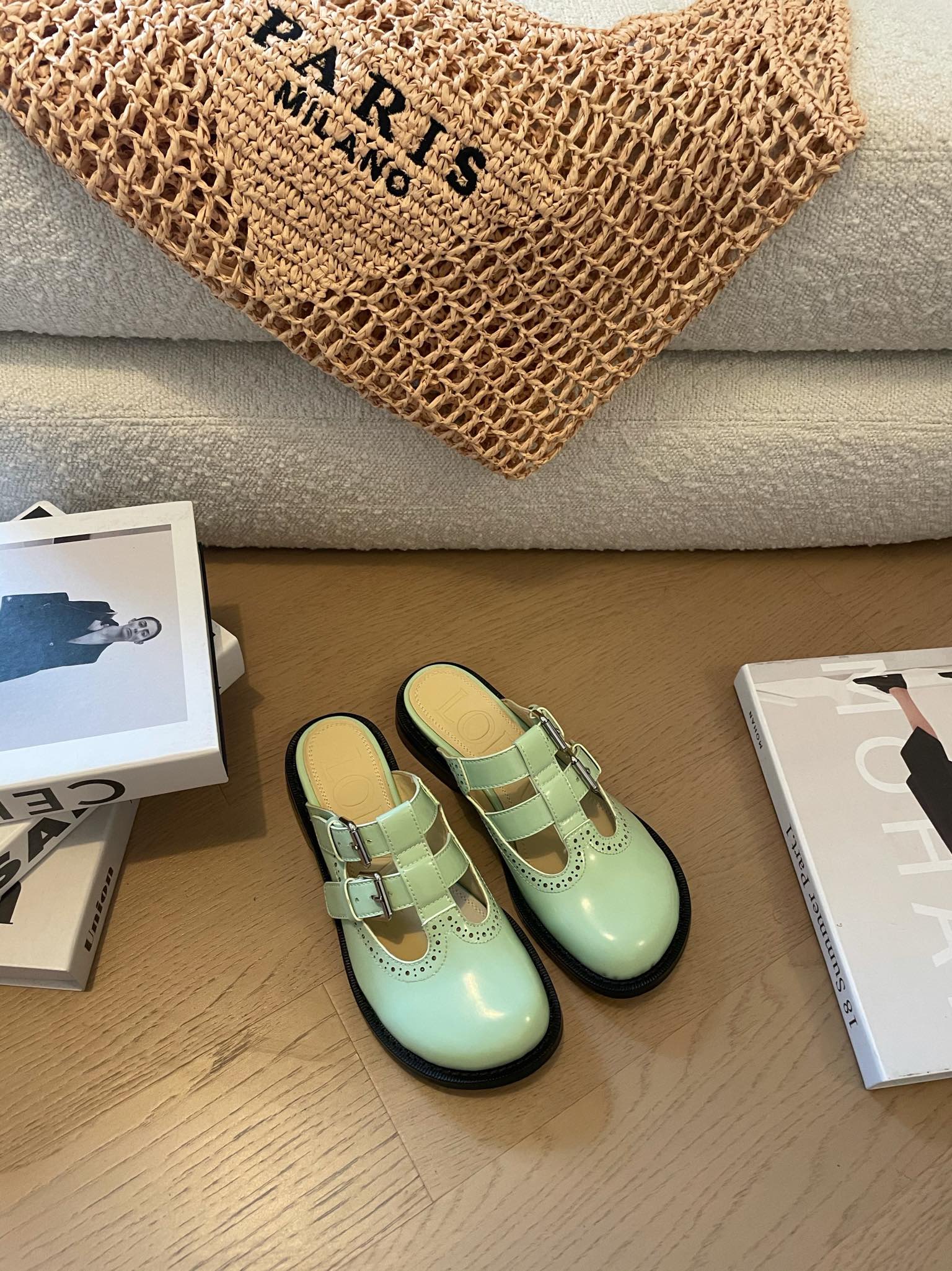 [TOP] LOEWE Campo Double Stripe Round Head Slippers - 3 Color