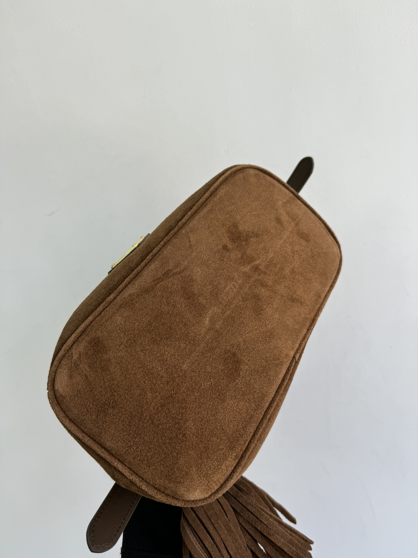 [TOP] PRADA Suede Bucket Bag 24×24cm - Brown