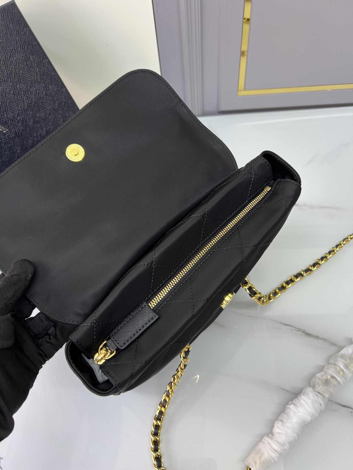 [TOP] PRADA Chain Ridge Wandering Bag - 18x16x5cm/30x26x6cm