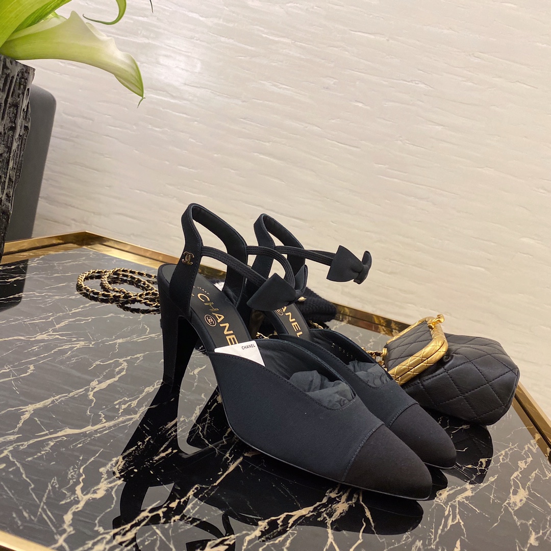 [TOP] CHANEL Flat/High Heel Mules with Small Bow - Black