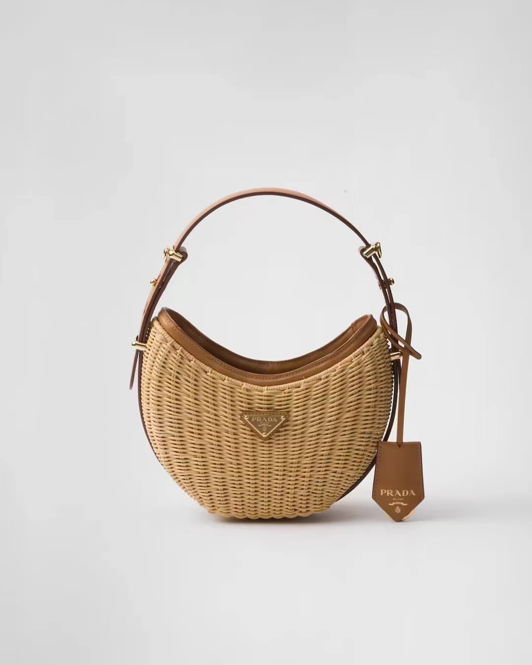[TOP] PRADA Moon-Shaped Weaving Handbag 22.5*6*18.5cm - 2 Colour