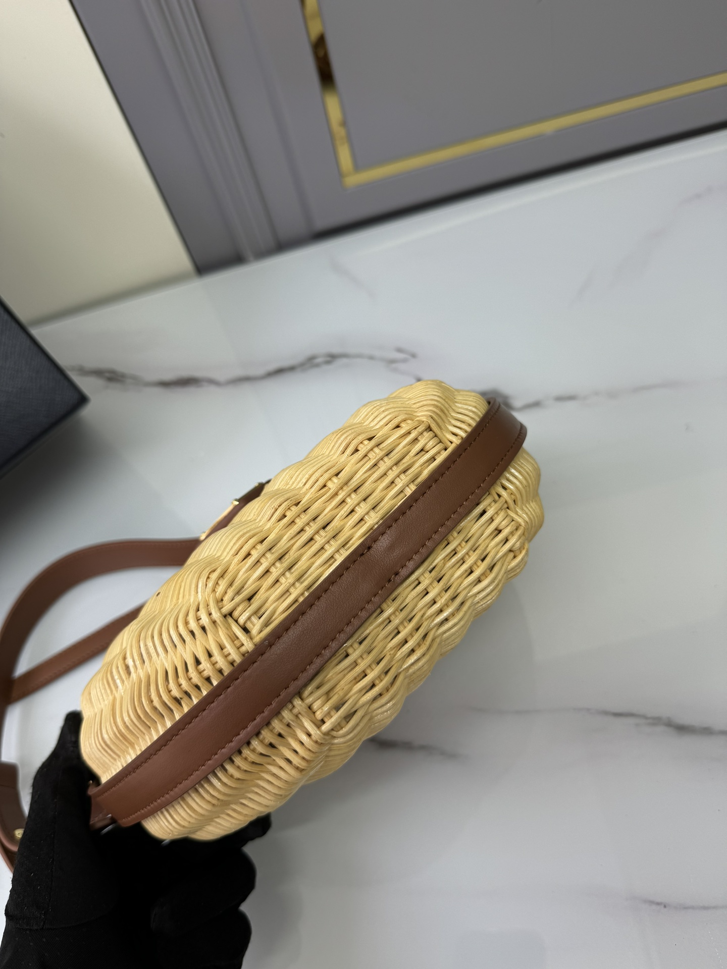 [TOP] PRADA Moon-Shaped Weaving Handbag 22.5*6*18.5cm - 2 Colour