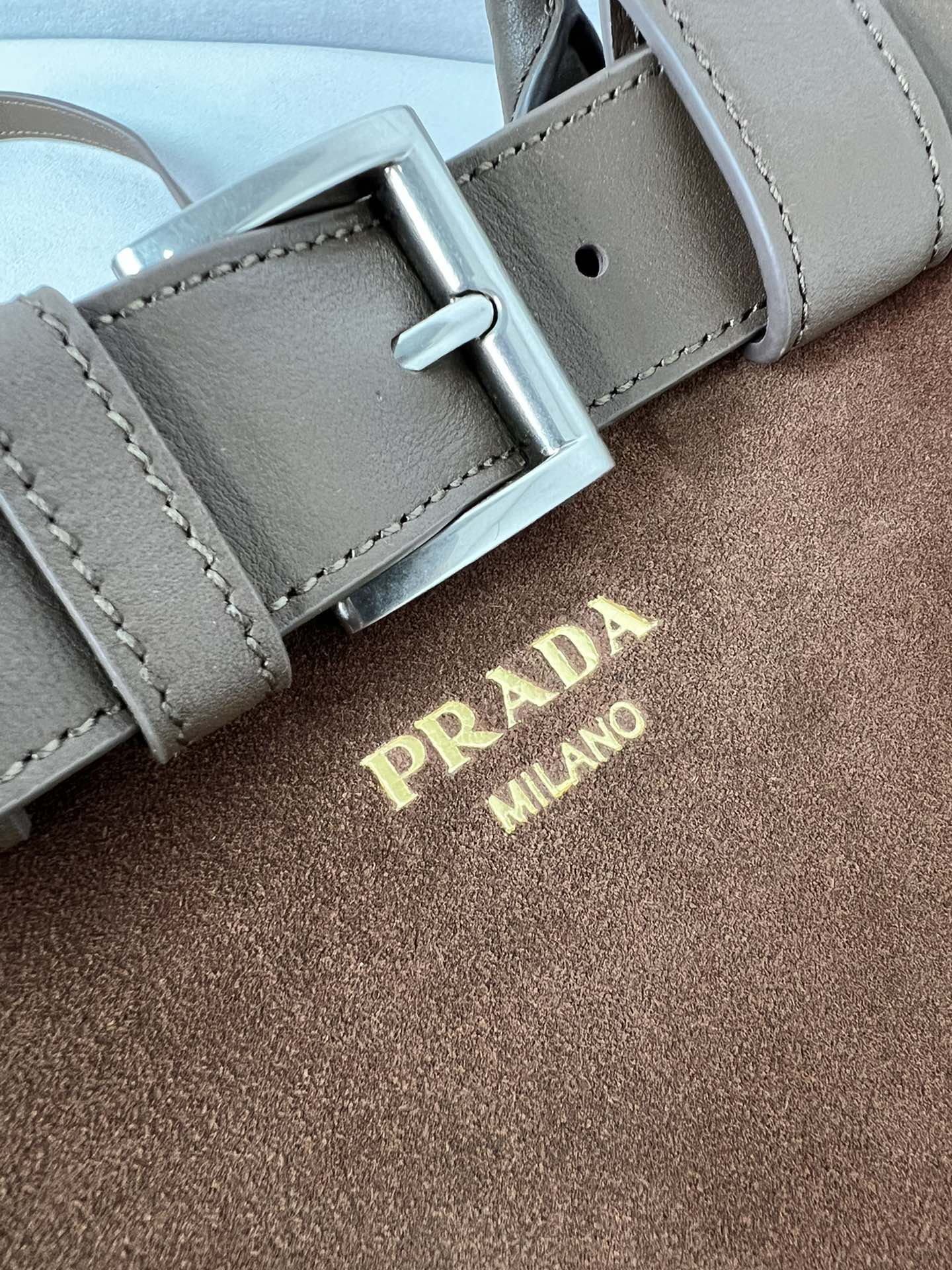 [TOP] PRADA Double Bag Suede 32x23x11cm - Brown