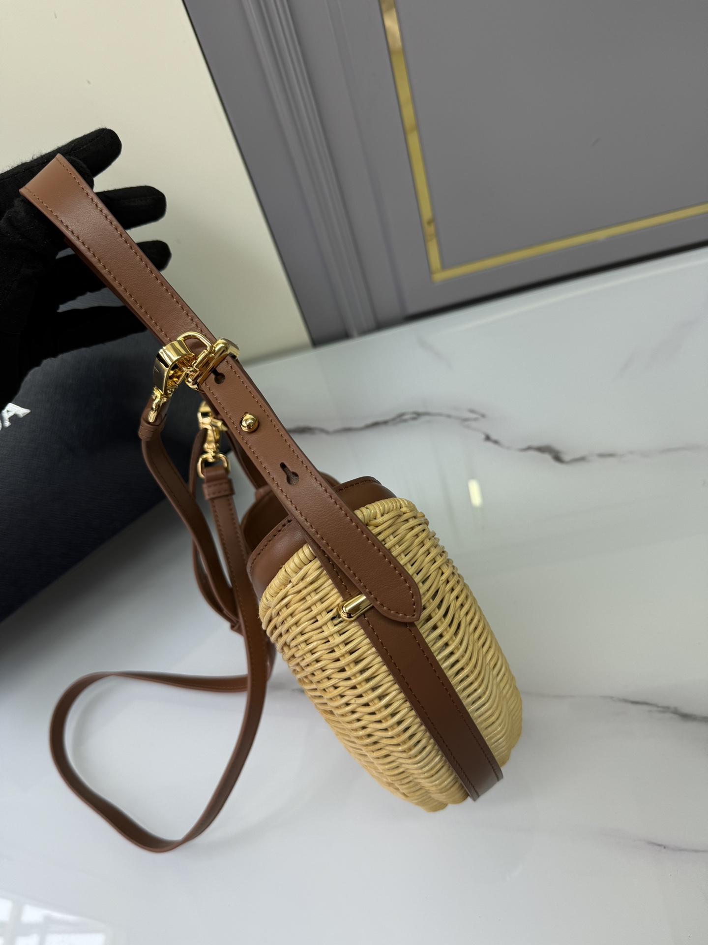 [TOP] PRADA Moon-Shaped Weaving Handbag 22.5*6*18.5cm - 2 Colour