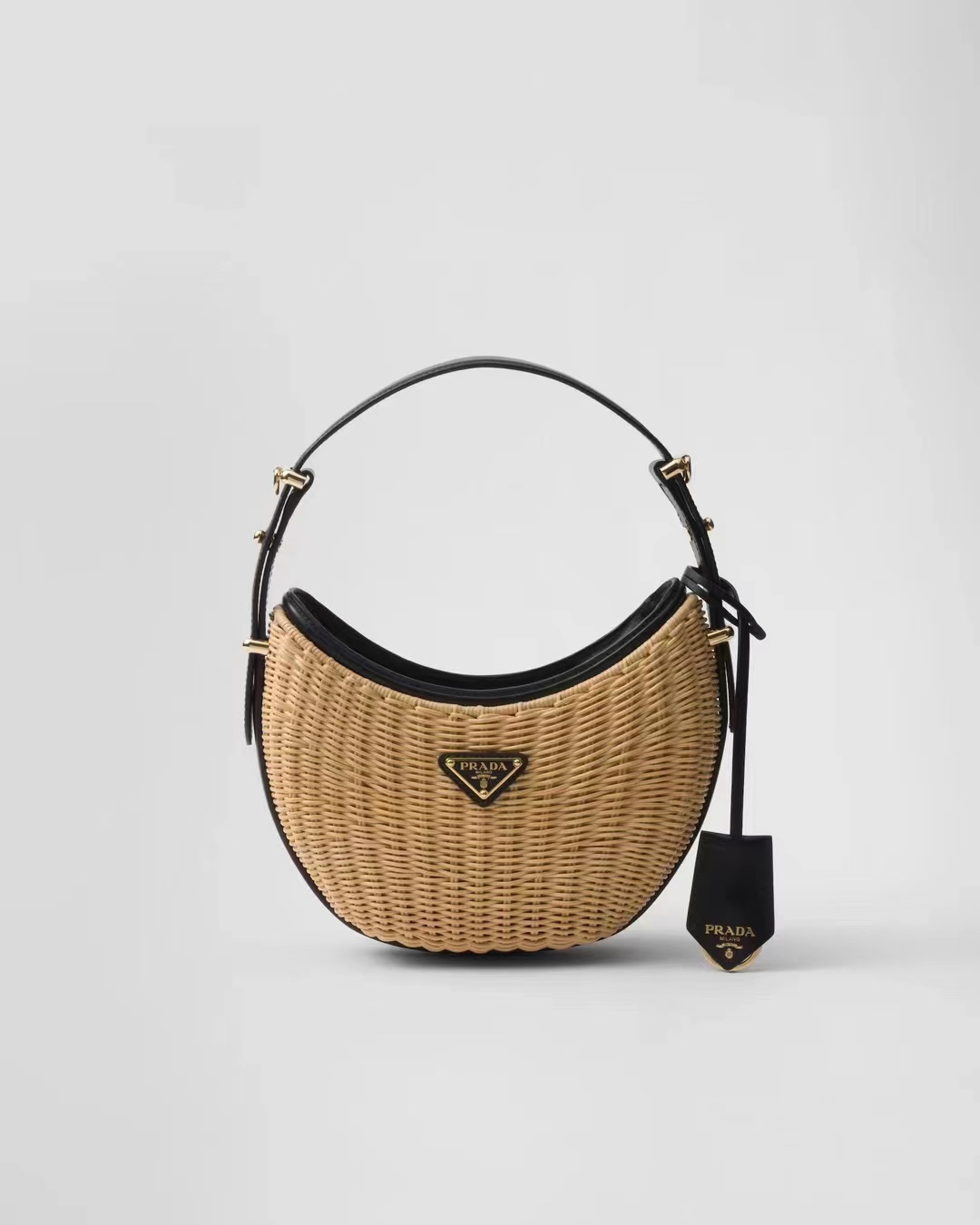 [TOP] PRADA Moon-Shaped Weaving Handbag 22.5*6*18.5cm - 2 Colour