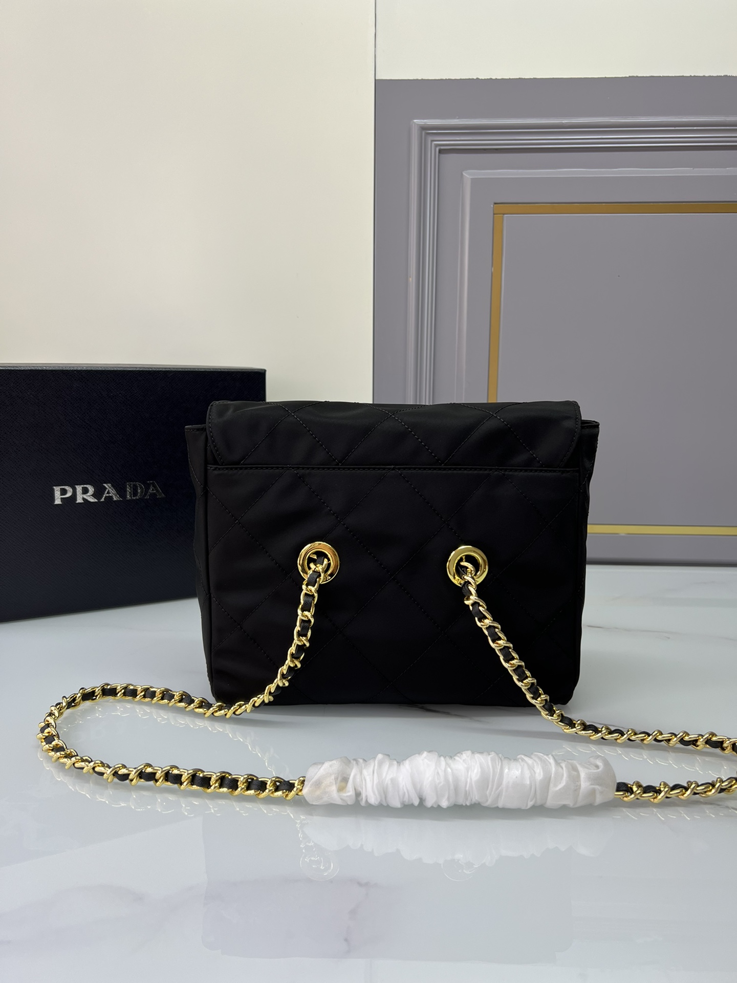 [TOP] PRADA Chain Ridge Wandering Bag - 18x16x5cm/30x26x6cm