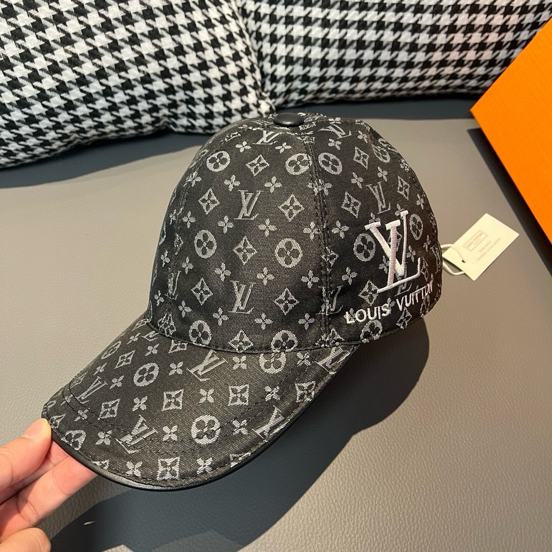 [TOP] Louis Vuitton LV Monogram Baseball Cap - 2 Colors
