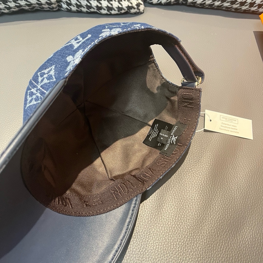 [TOP] Louis Vuitton LV Cowhide Embossed Monogram Baseball Cap - Blue