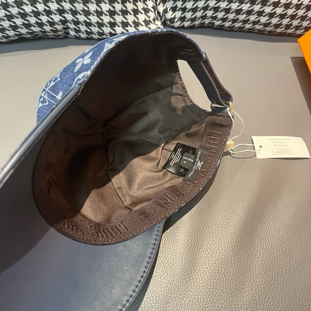 [TOP] Louis Vuitton LV Cowhide Embossed Monogram Baseball Cap - Blue