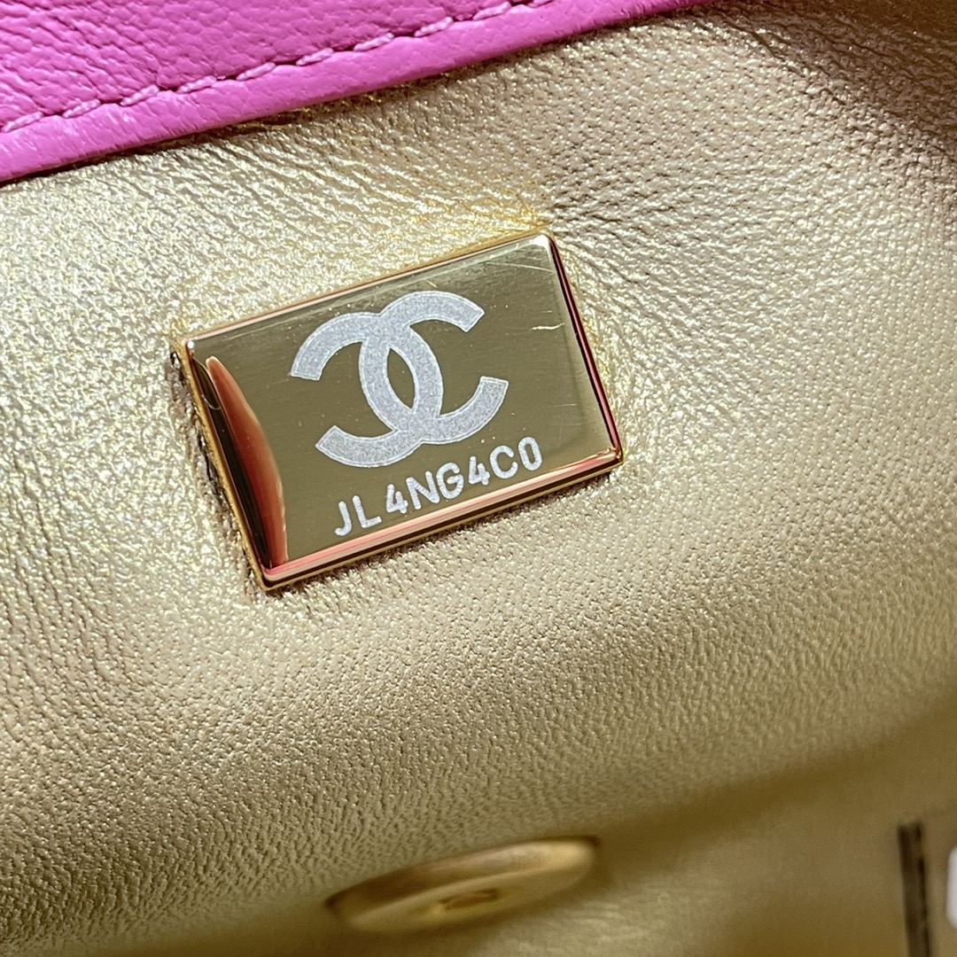 [TOP] CHANEL Classic Flap Bag Gold Ball 13*18*7cm - Rose Pink