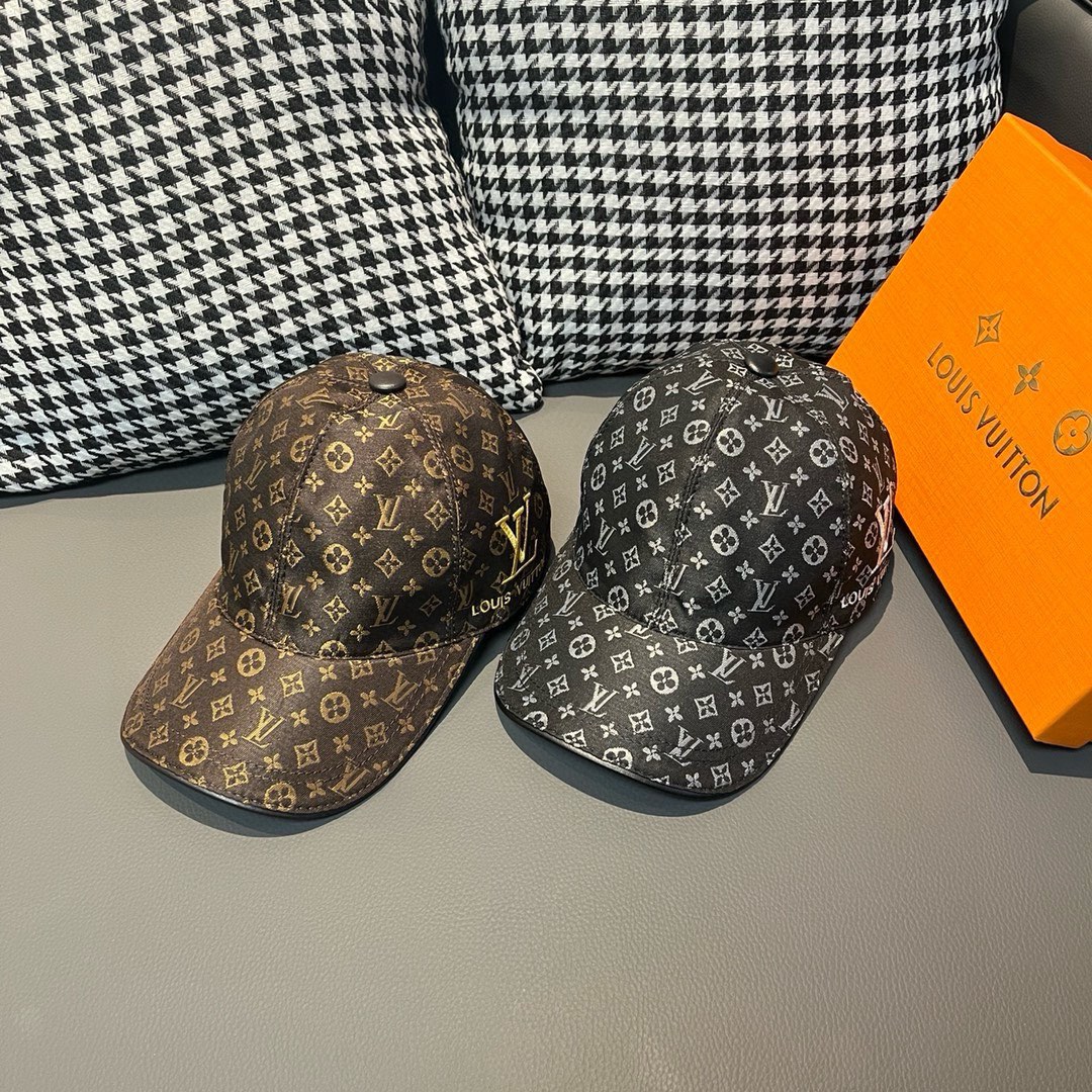 [TOP] Louis Vuitton LV Monogram Baseball Cap - 2 Colors