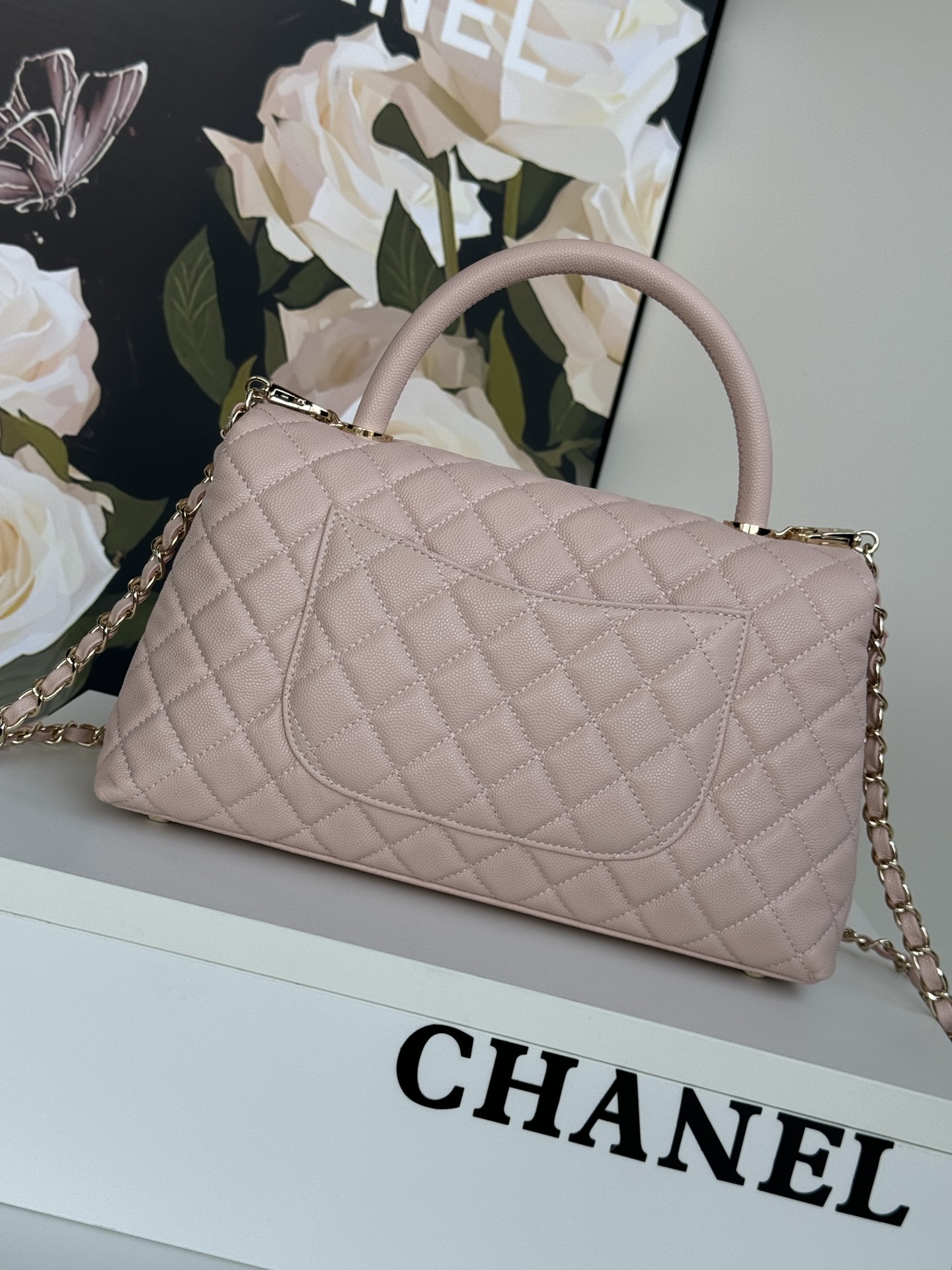 [TOP] Chanel Top Handle Bag 24/28cm- Pink & GHW