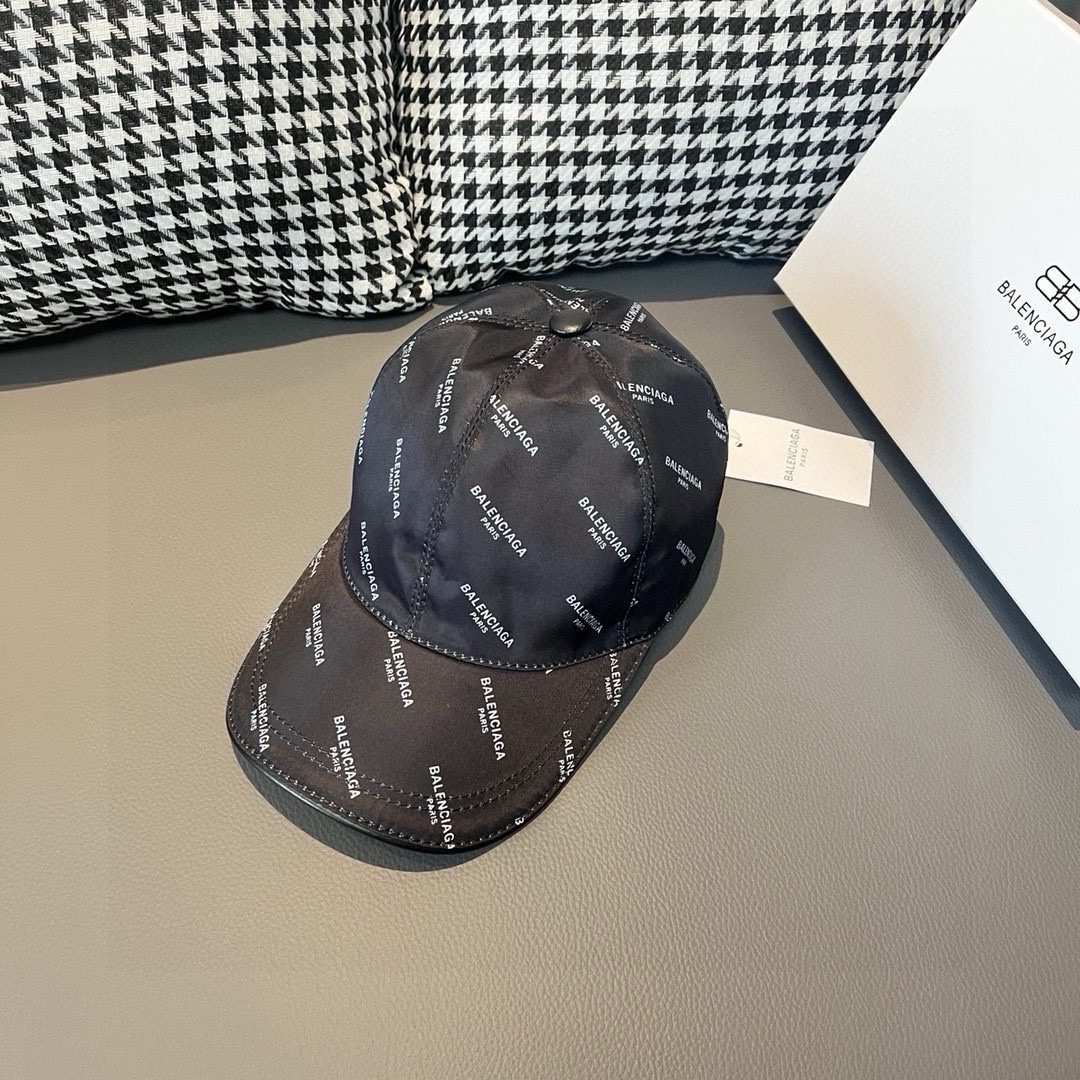 [TOP] BALENCIAGA Baseball Hat Silk Satin Fabric + Cowhide - 2 Color