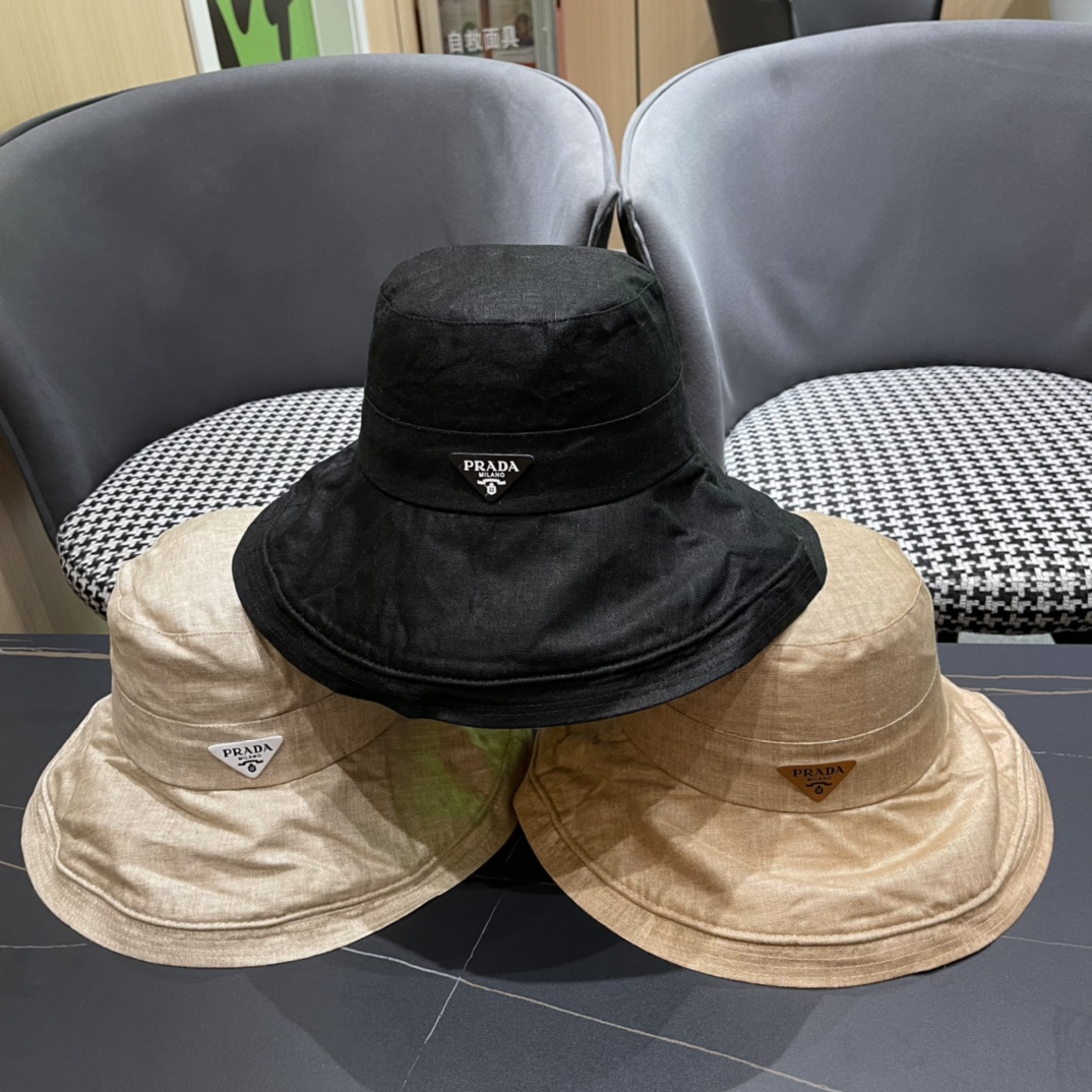 [TOP] PRADA Linen Bucket Hat - 3 Color