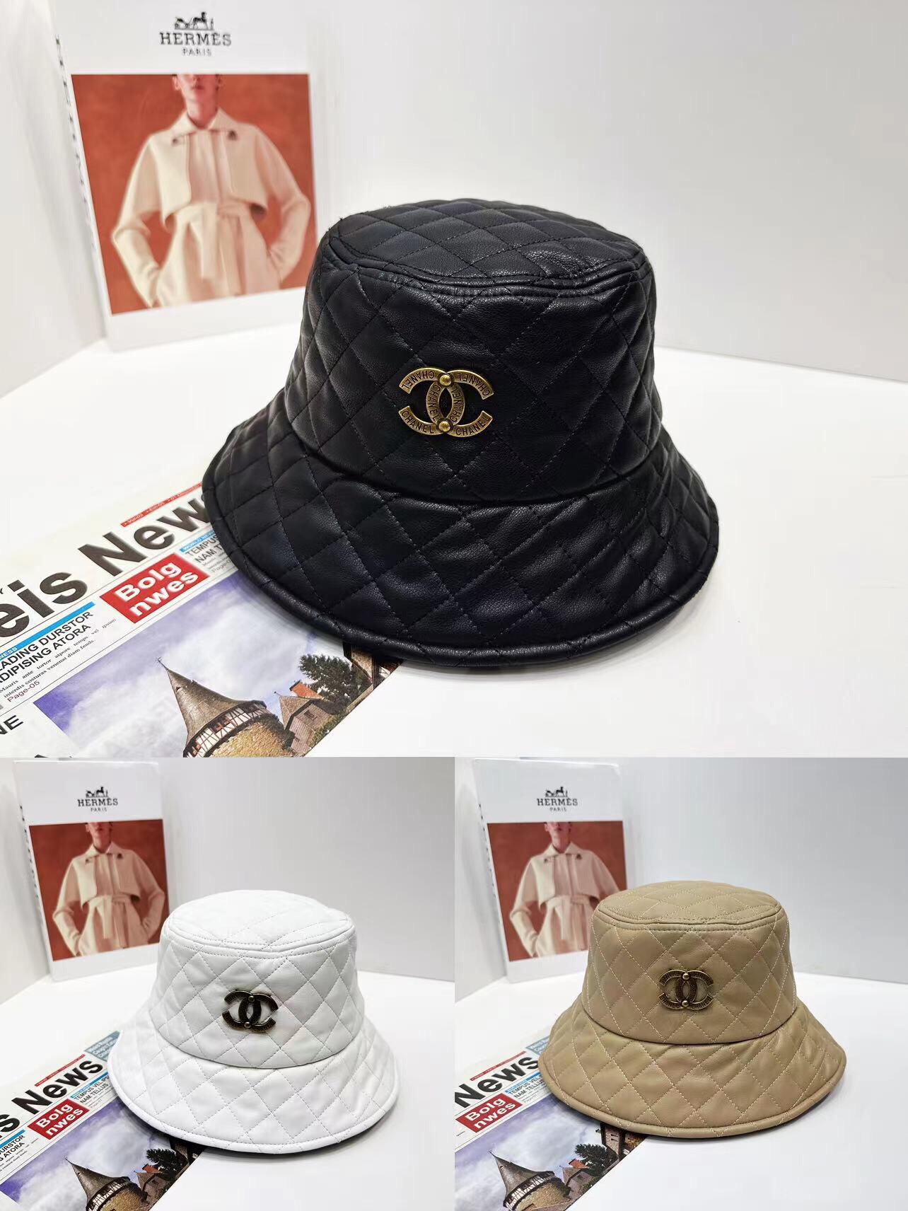 [TOP] CHANEL Leather Bucket Hat - 3 Color