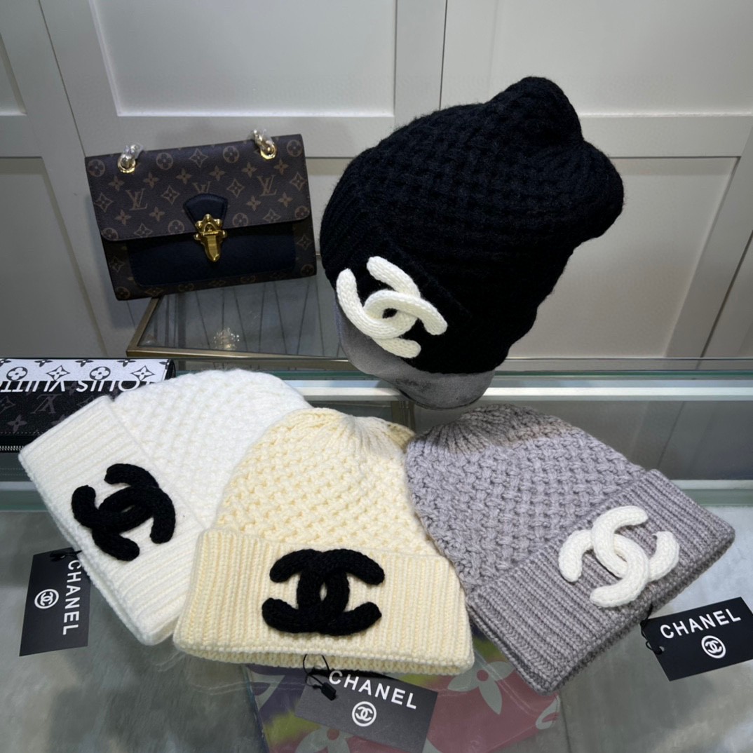 [TOP] CHANEL Knitted Beanie Hat - 3 Color