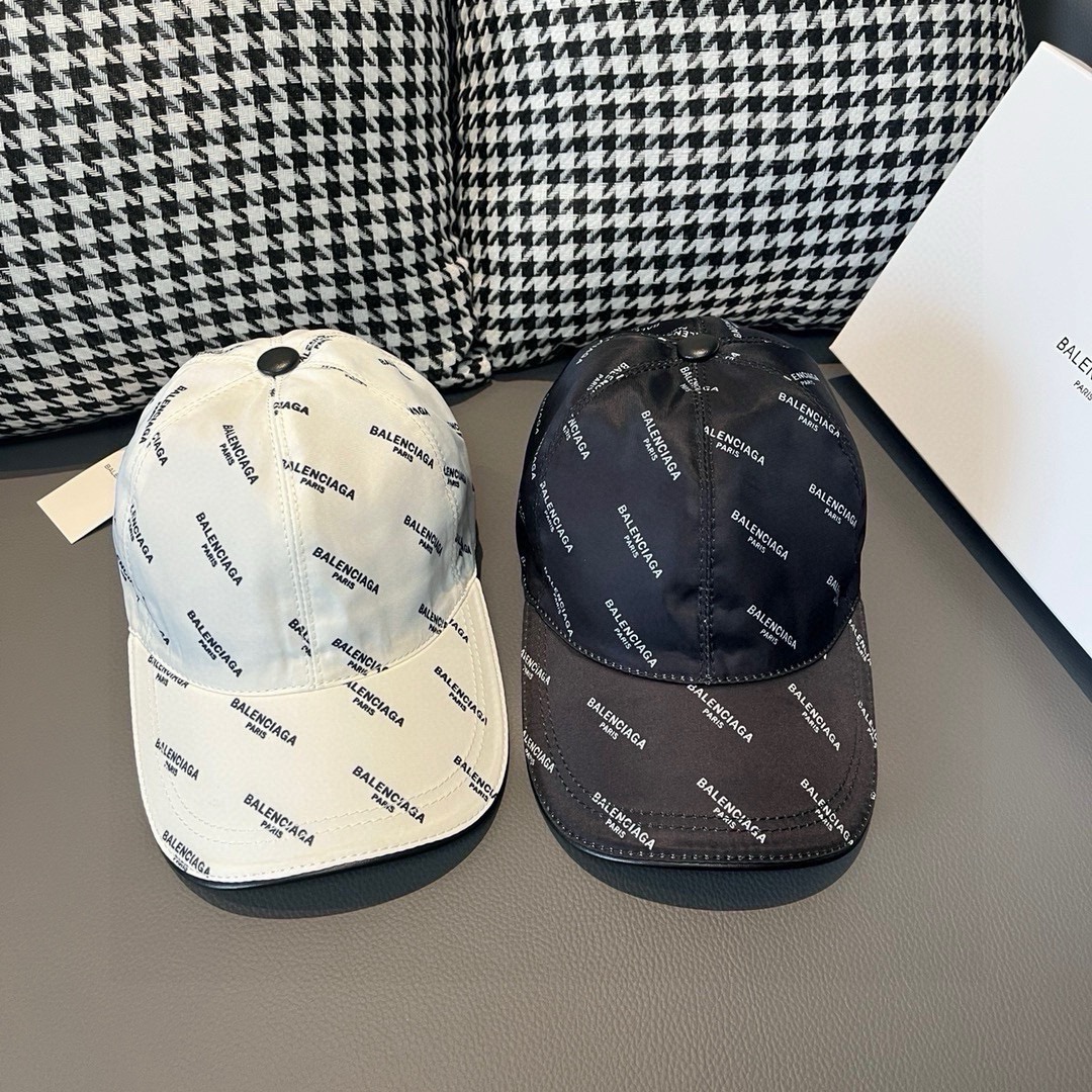 [TOP] BALENCIAGA Baseball Hat Silk Satin Fabric + Cowhide - 2 Color