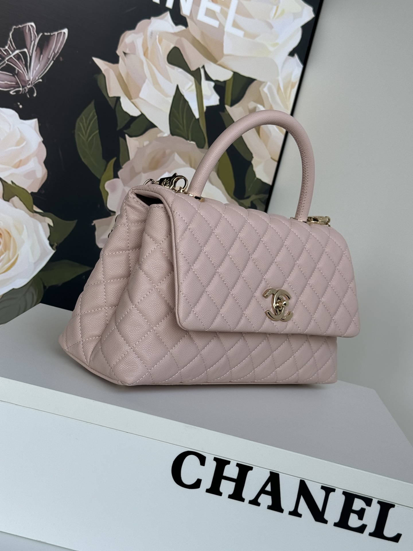 [TOP] Chanel Top Handle Bag 24/28cm- Pink & GHW
