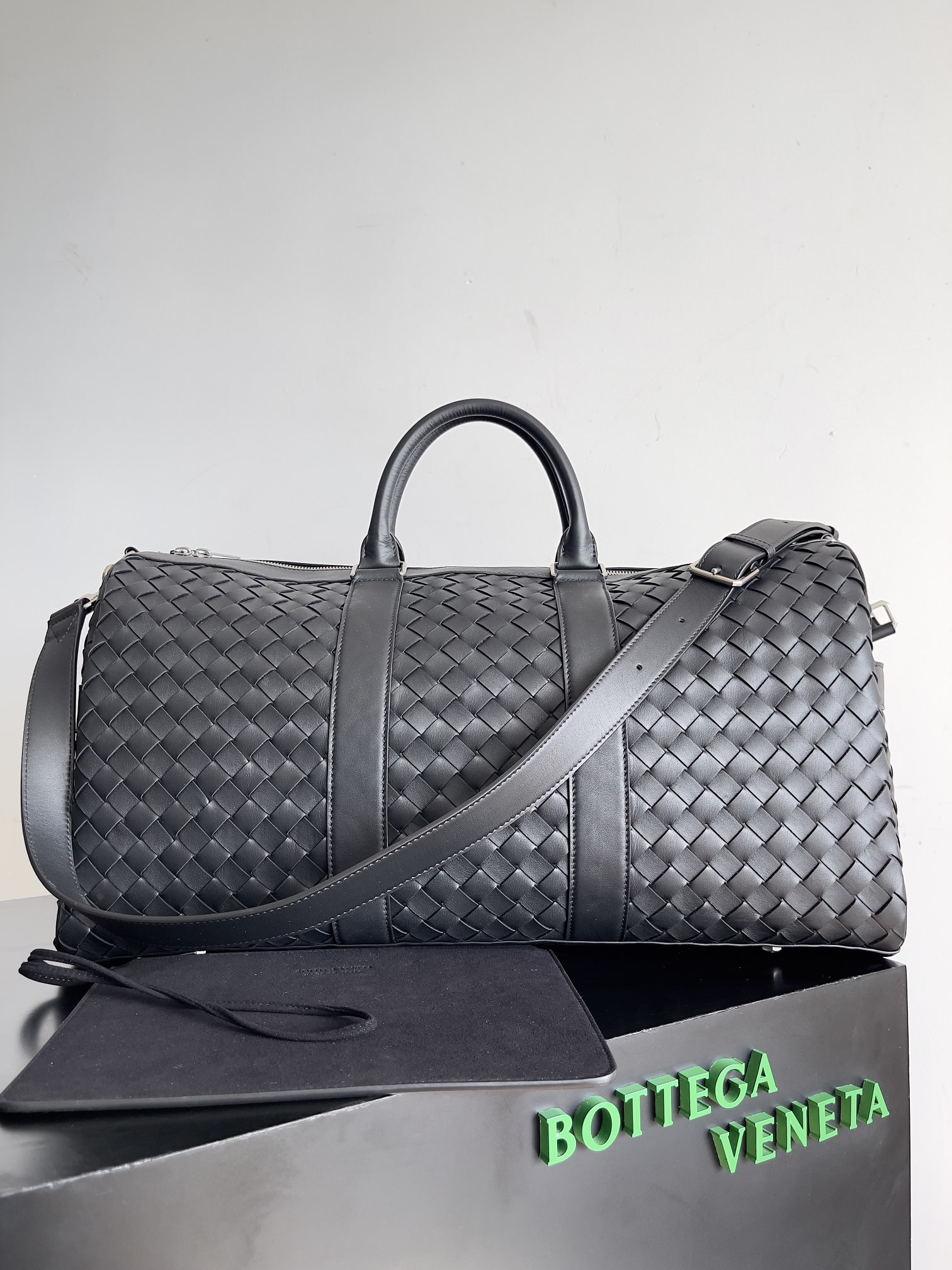 [TOP] Bottega Veneta BV Woven Large Travel Bag 50*27*24cm - Black