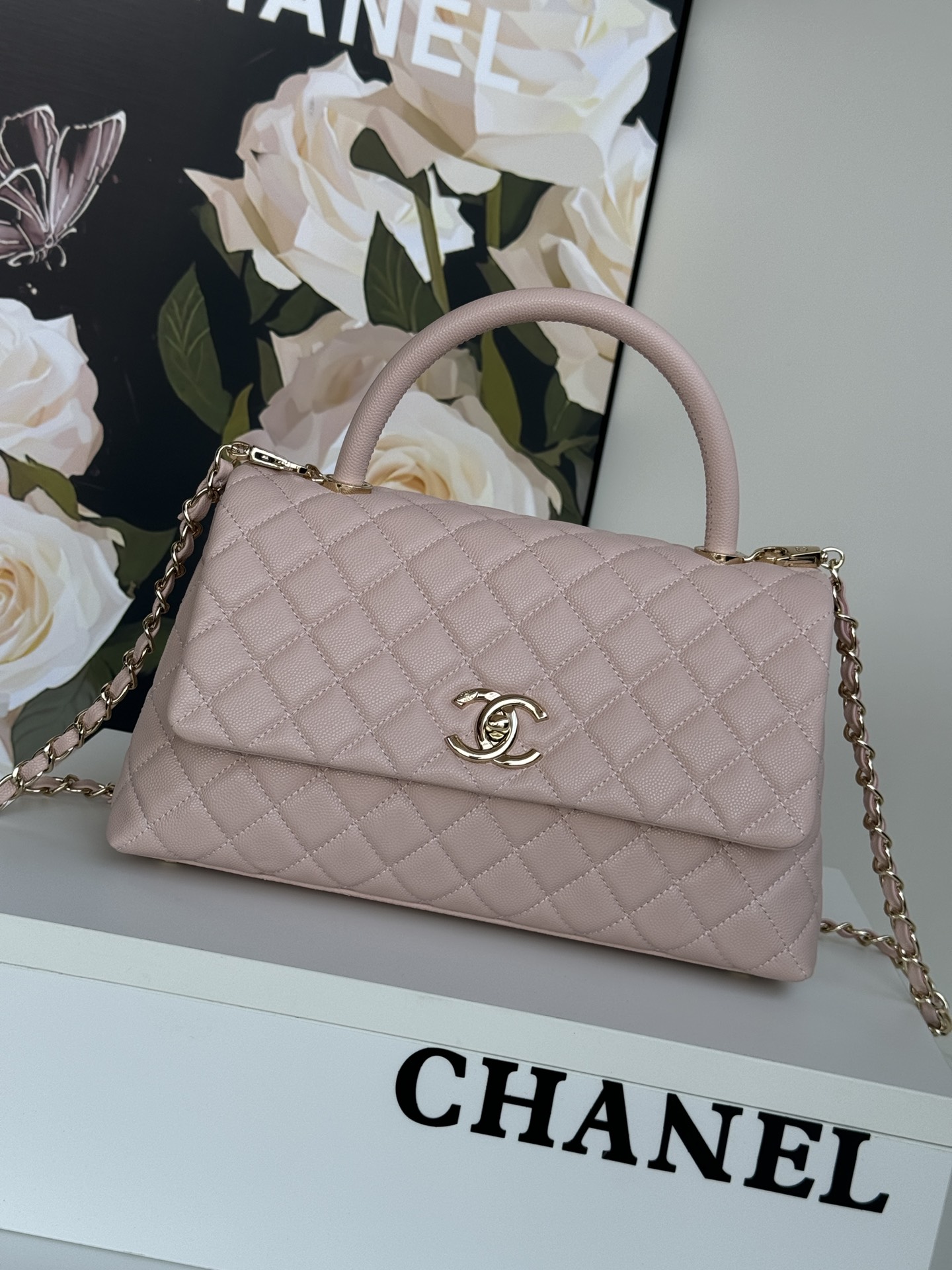 [TOP] Chanel Top Handle Bag 24/28cm- Pink & GHW