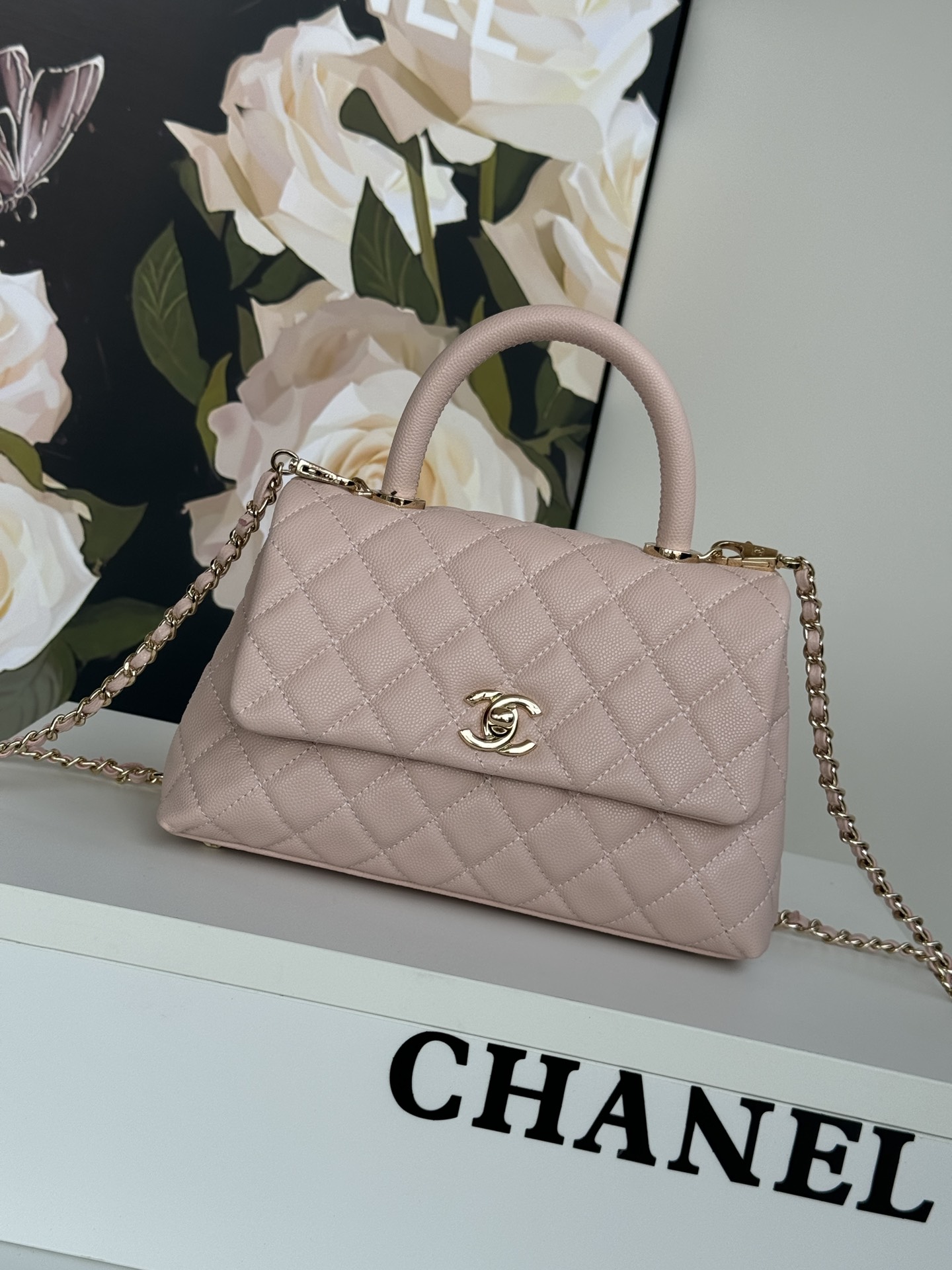 [TOP] Chanel Top Handle Bag 24/28cm- Pink & GHW