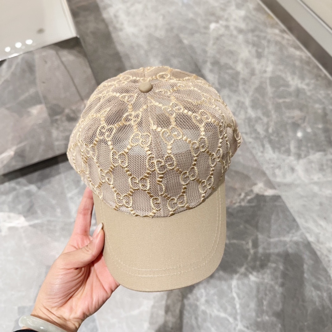 [TOP] GUCCI Hollow Embroidery Baseball Cap - 2 Color