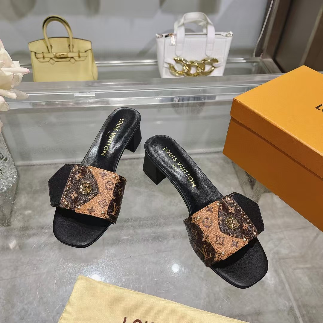 [TOP] Louis Vuitton LV Monogram Canvas Slides-Brown/Black