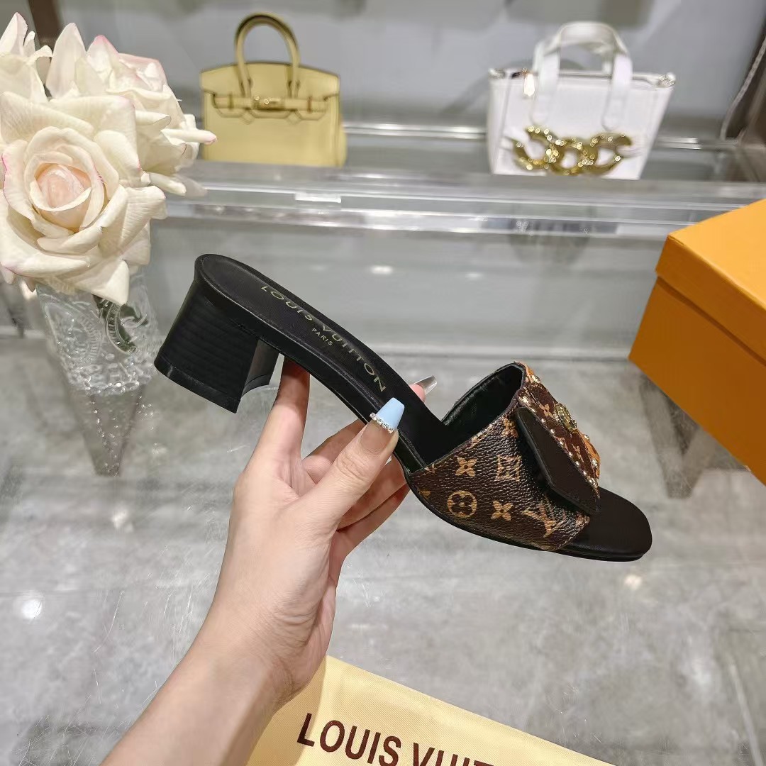 [TOP] Louis Vuitton LV Monogram Canvas Slides-Brown/Black