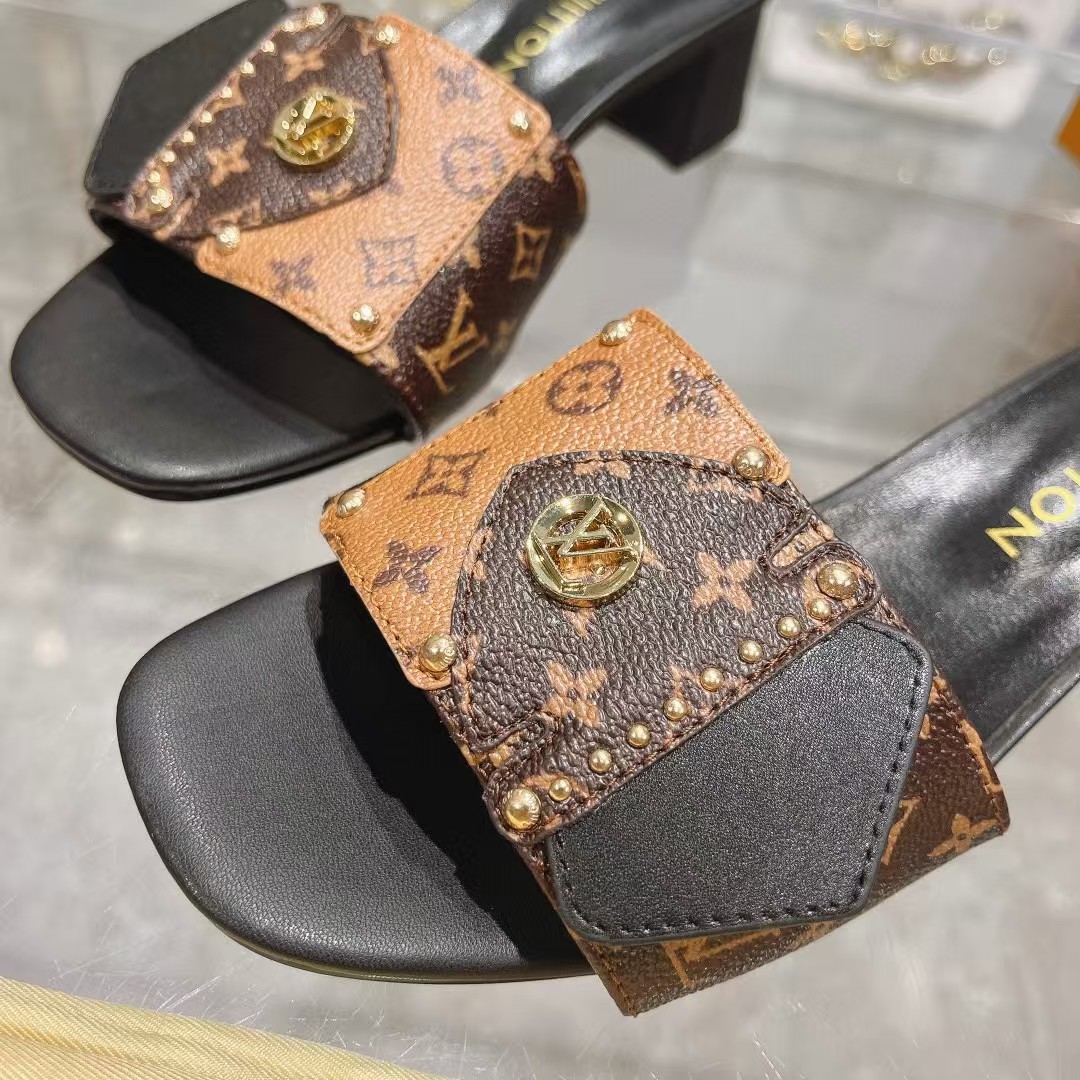 [TOP] Louis Vuitton LV Monogram Canvas Slides-Brown/Black