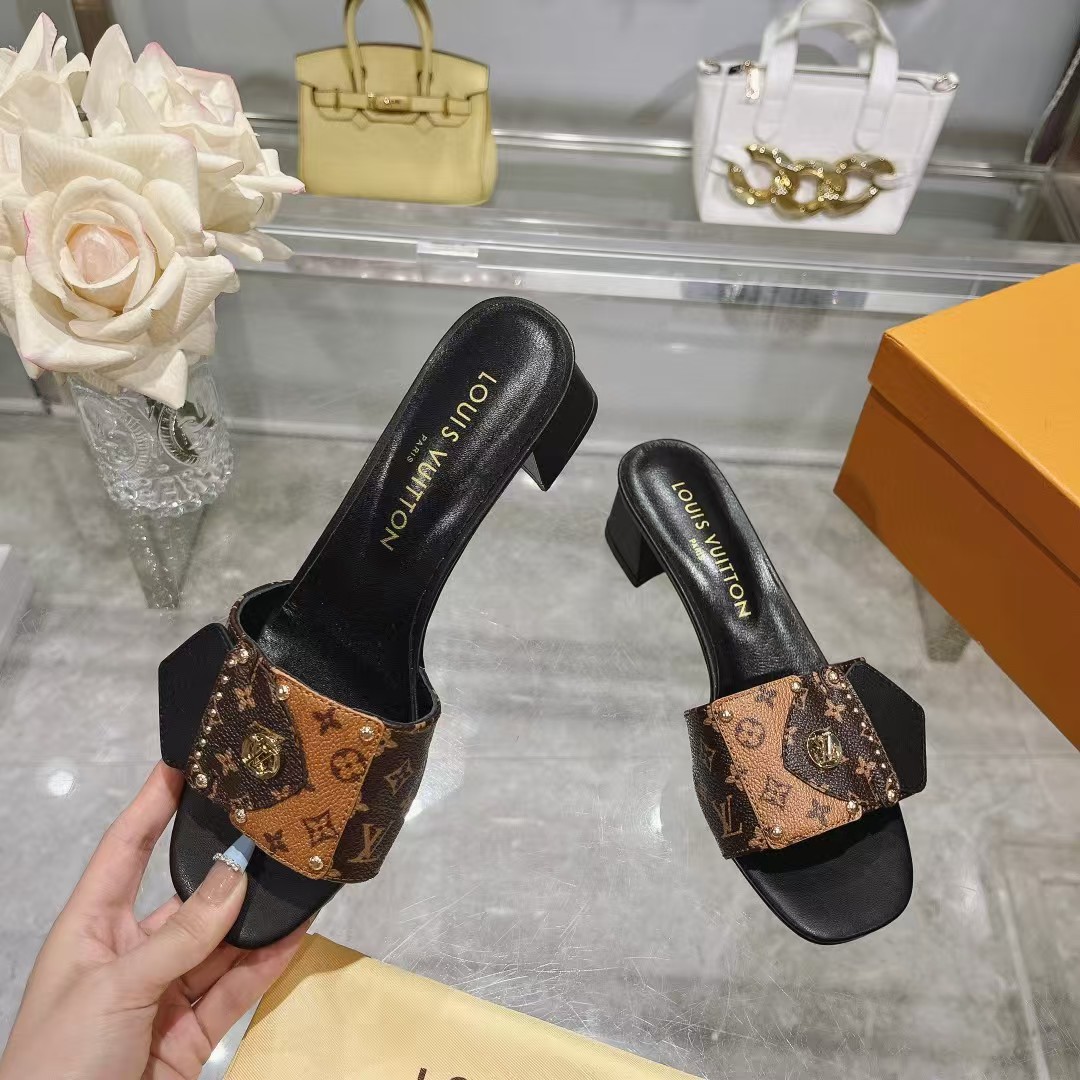 [TOP] Louis Vuitton LV Monogram Canvas Slides-Brown/Black