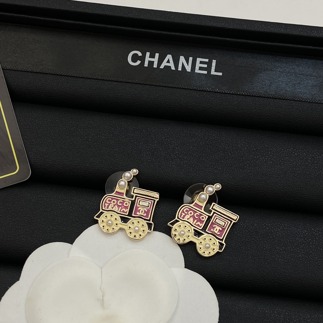 [TOP] CHANEL Earrings - Gold&Pink