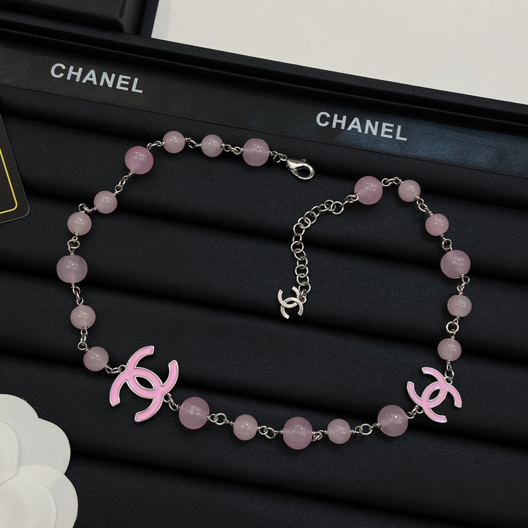 [TOP] CHANEL Pearl Necklace - Pink