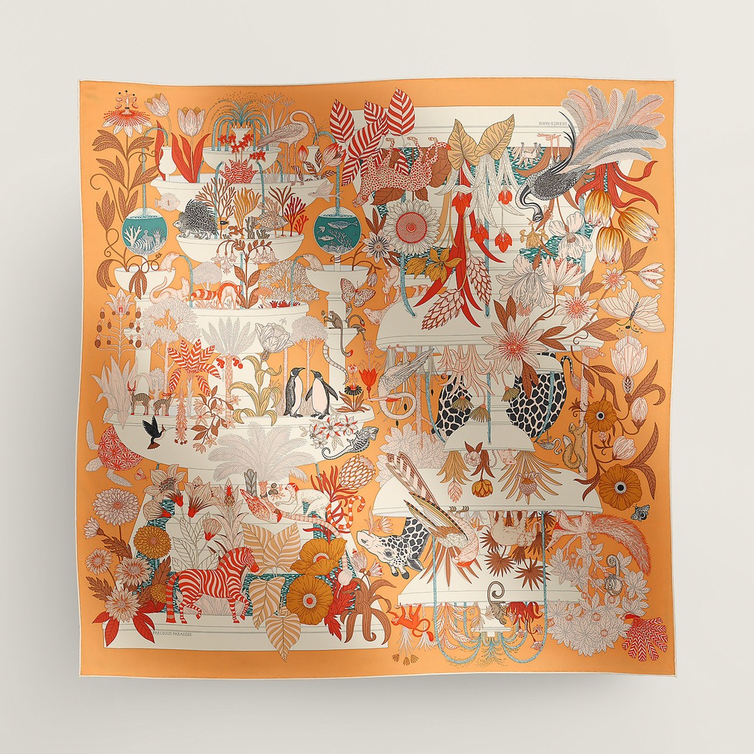 [TOP] HERMES Wonderland Mulberry Silk Scarf 90cm×90cm - 3 Colors