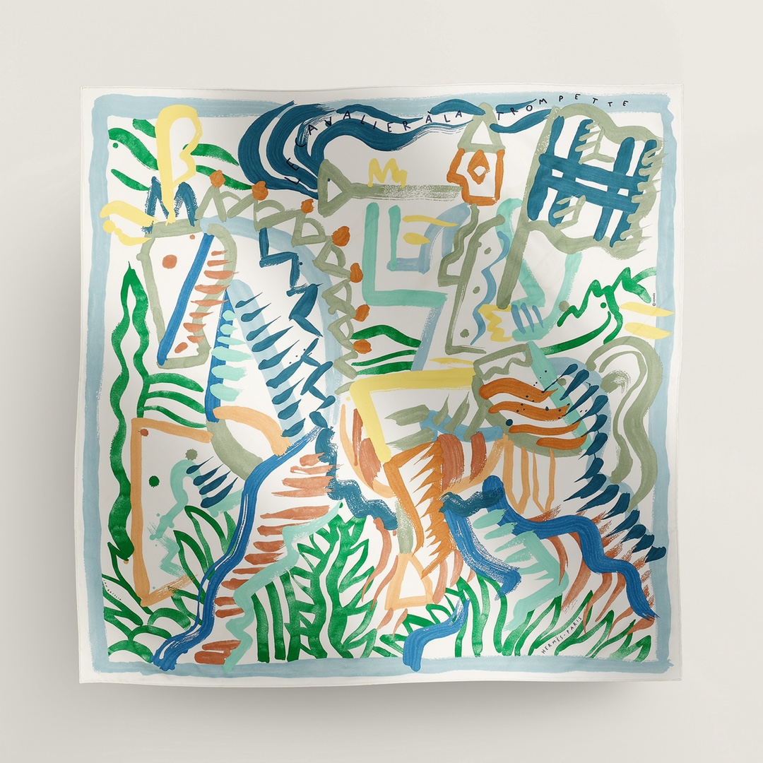 [TOP] HERMES Bard Knight Mulberry Silk Scarf 90cm×90cm - 3 Colors