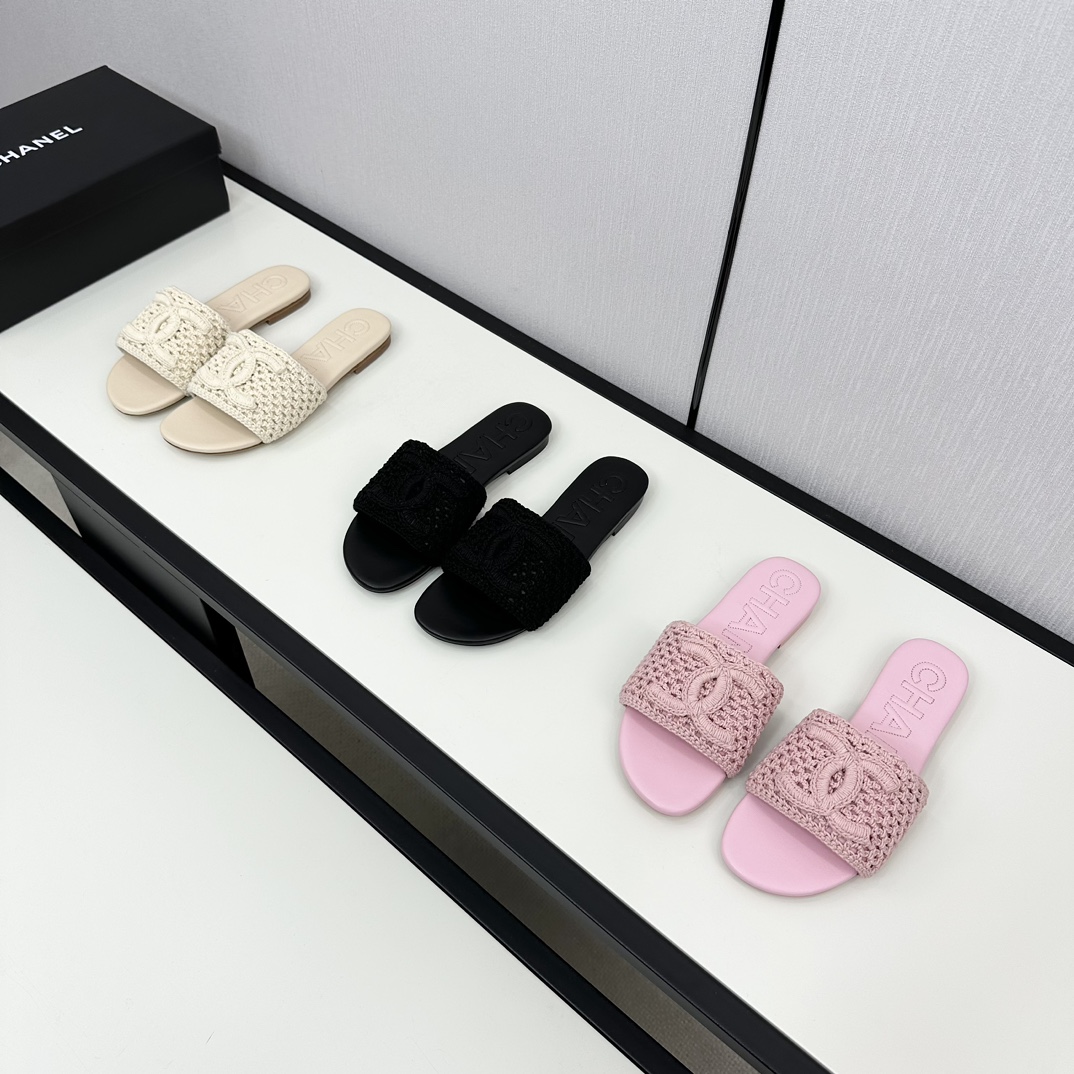 [TOP] CHANEL Flat Knitted Slippers - 3 Color