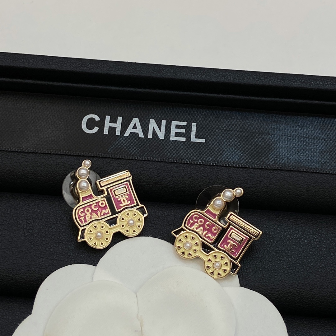 [TOP] CHANEL Earrings - Gold&Pink