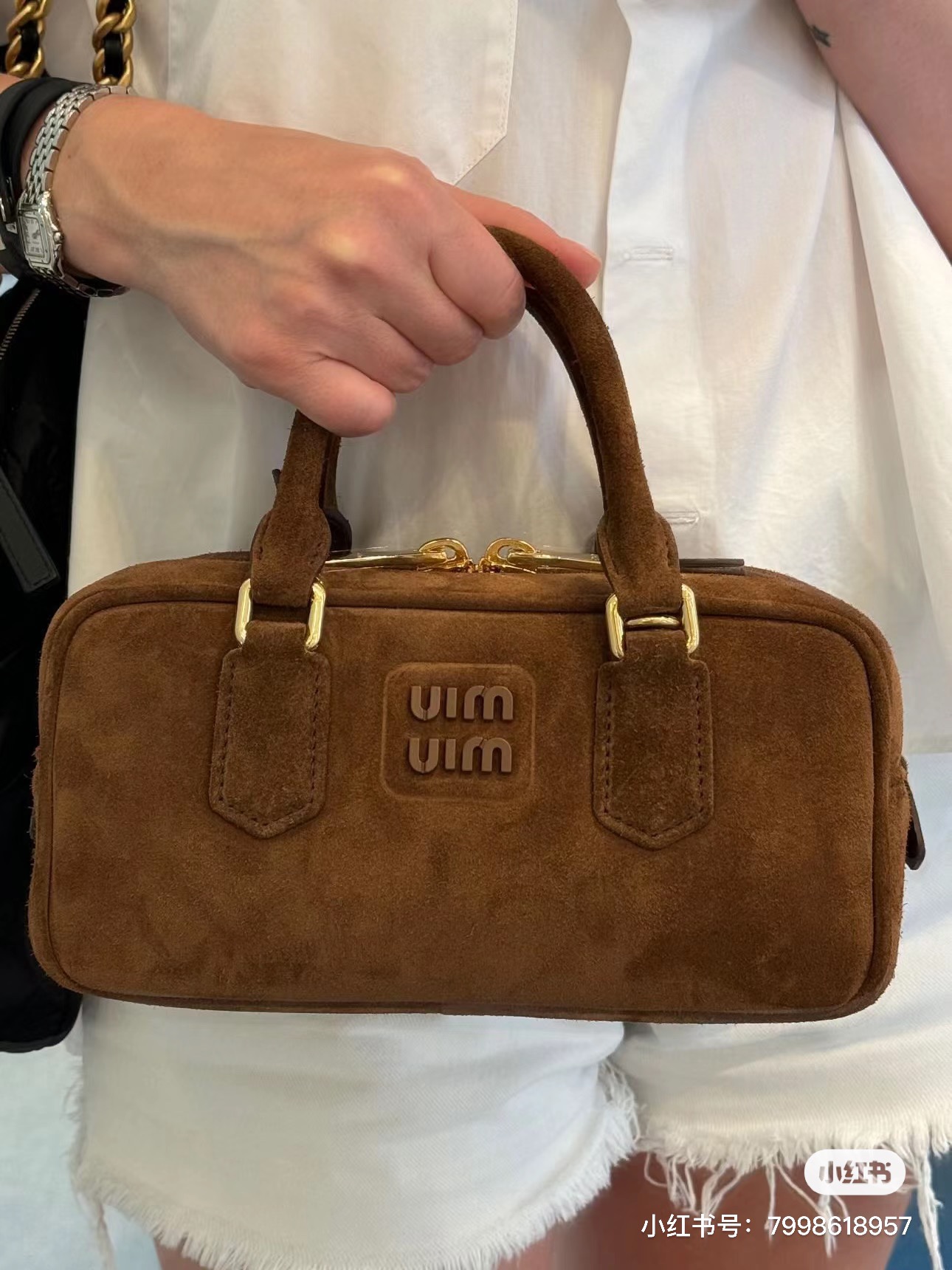 [TOP] Miu Miu Arcadie Suede Top Handle Bag 22x10.5x7.5cm/27x12x9cm - Yellow,  Brown