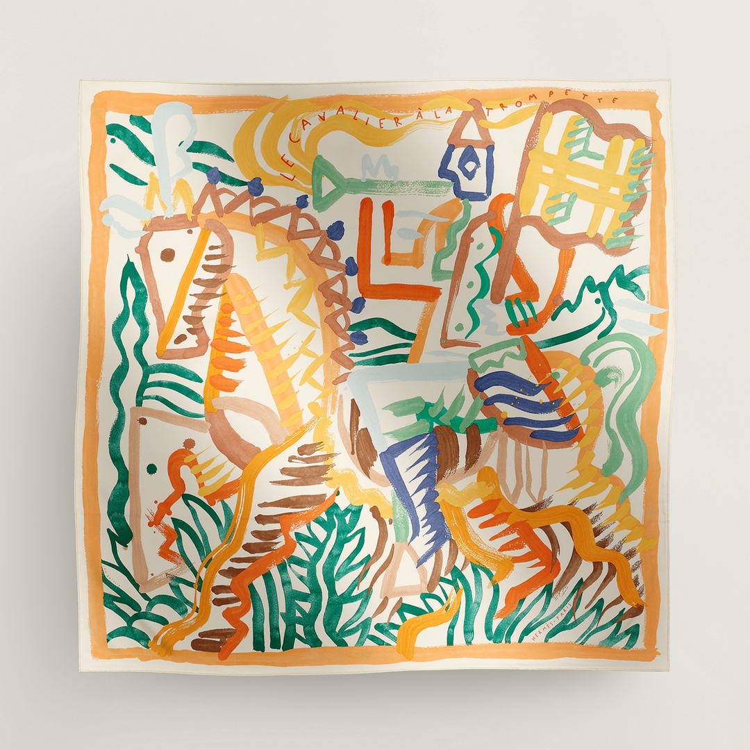 [TOP] HERMES Bard Knight Mulberry Silk Scarf 90cm×90cm - 3 Colors