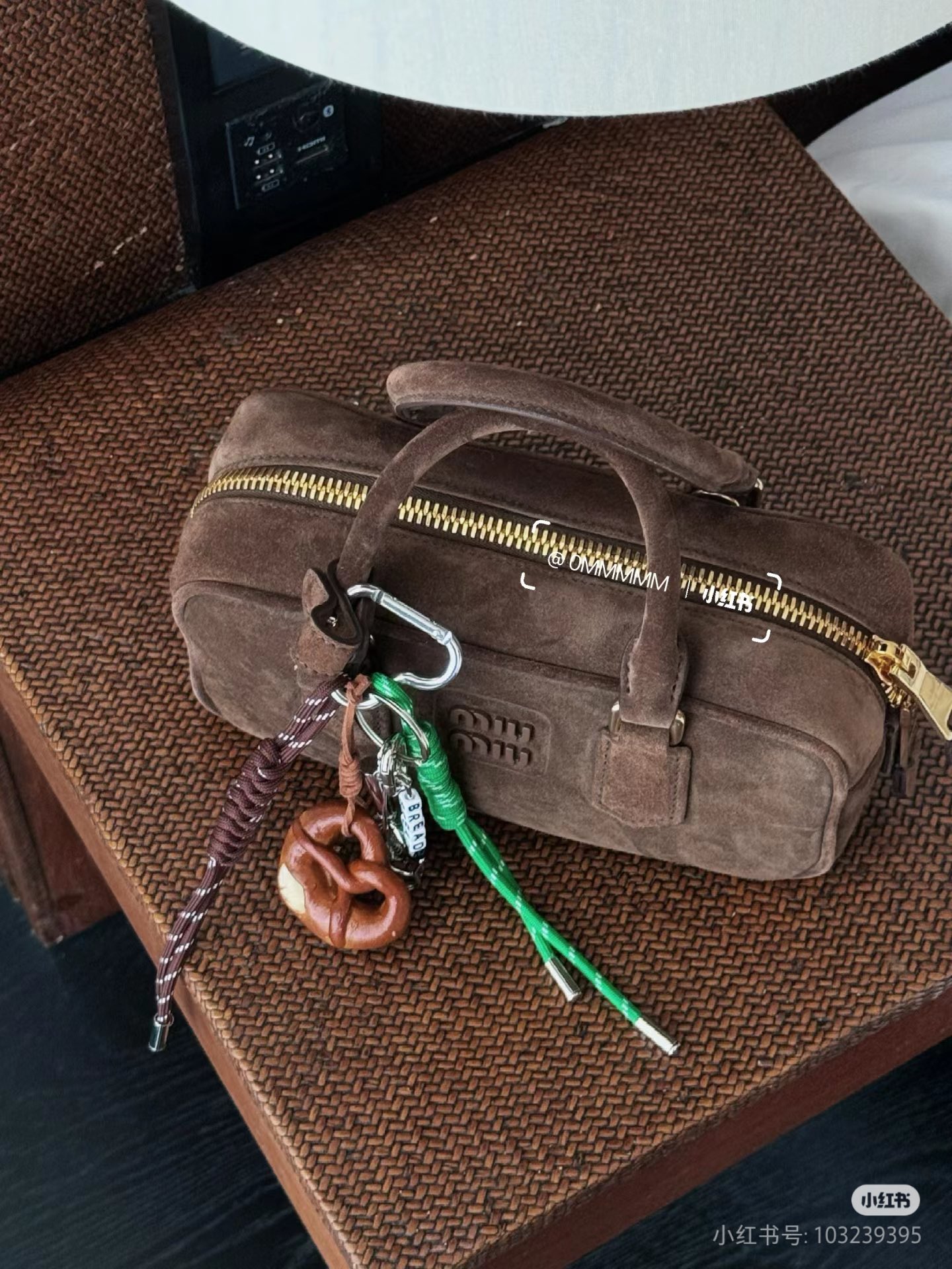 [TOP] Miu Miu Arcadie Suede Top Handle Bag 22x10.5x7.5cm/27x12x9cm - Yellow,  Brown