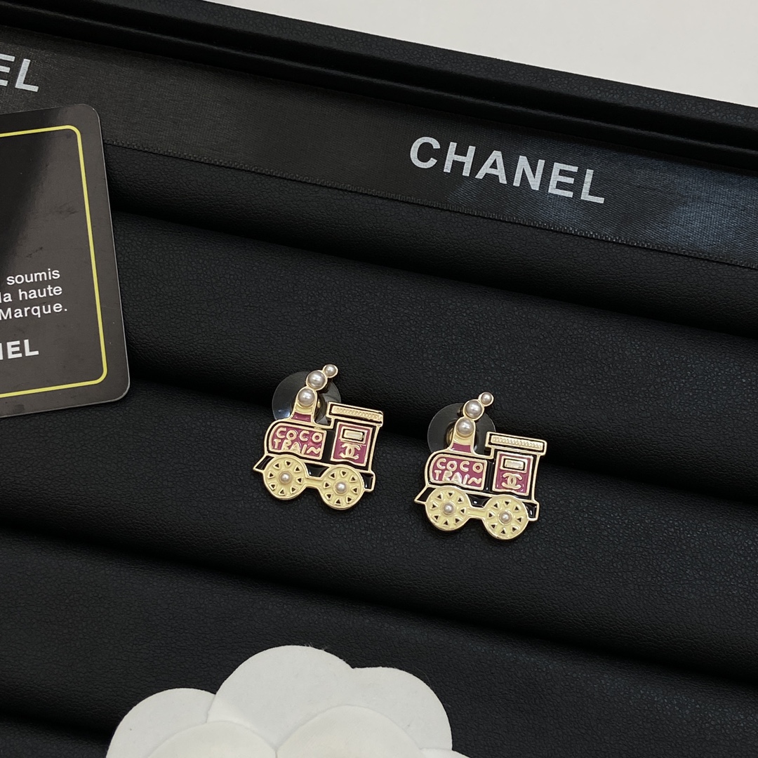 [TOP] CHANEL Earrings - Gold&Pink