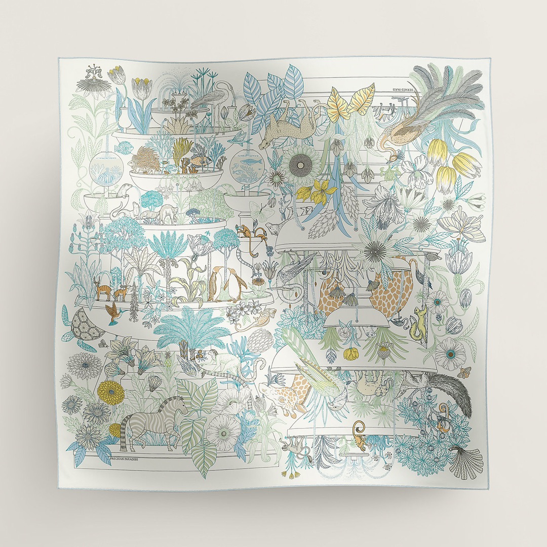 [TOP] HERMES Wonderland Mulberry Silk Scarf 90cm×90cm - 3 Colors