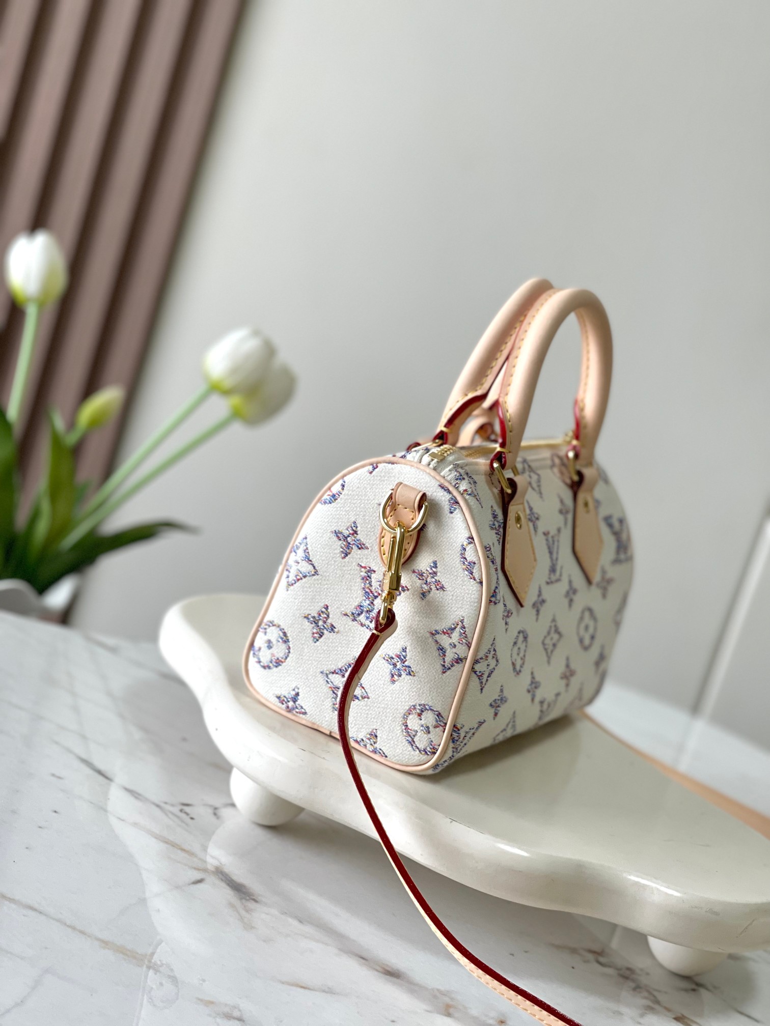 [TOP] Louis Vuitton LV Speedy Bandoulière 20  Bag 20.5 x 13.5 x 12 cm - White