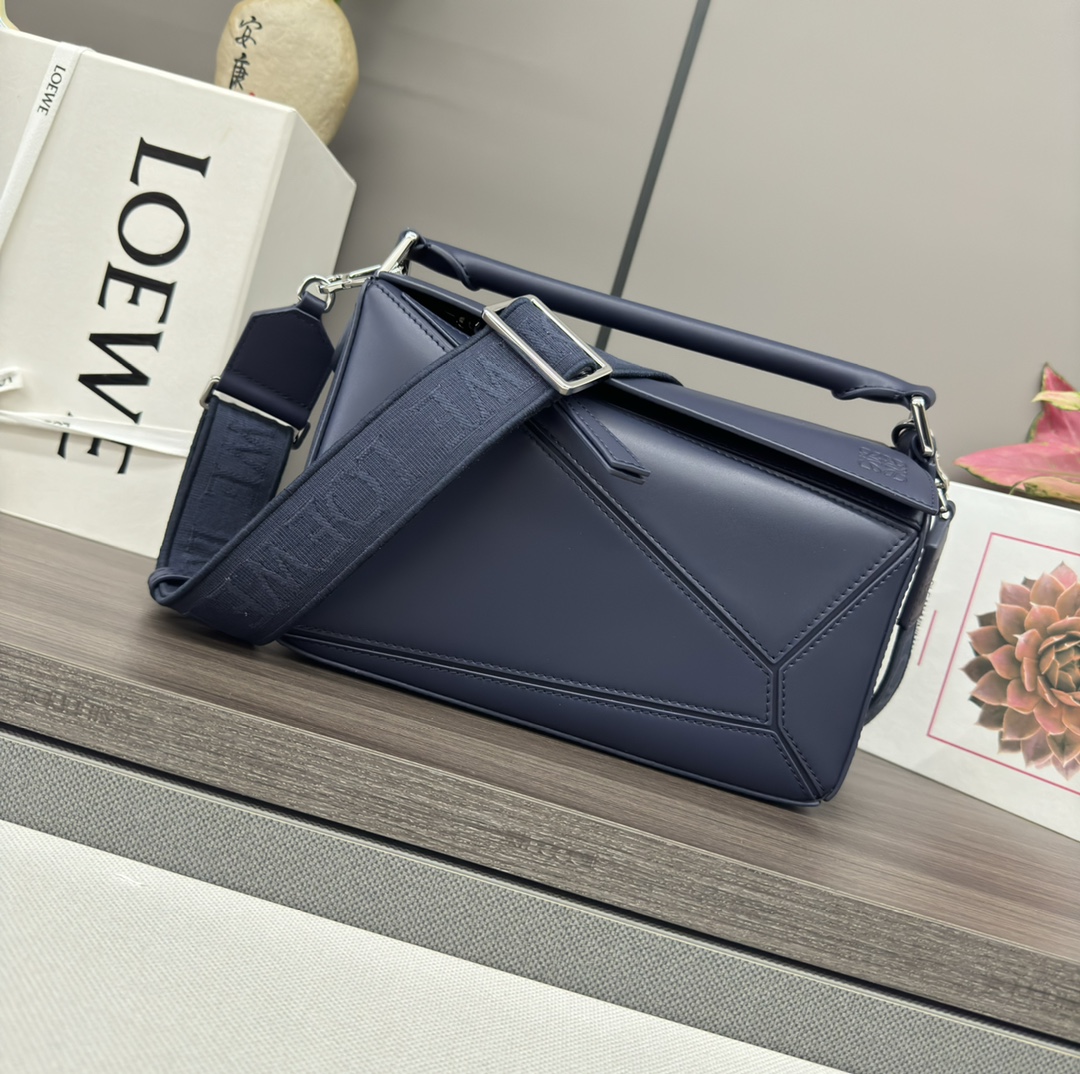 [TOP] LOEWE Puzzle Bag Anagram 24*16.5*10.5cm - Navy Blue