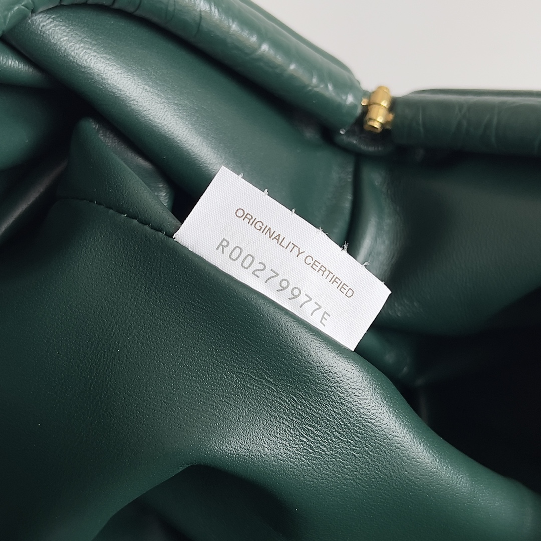 [TOP] Bottega Veneta BV Pouch Bag Crocodile-print Crinkled Cowhide 38x20x8.5cm - Dark Green