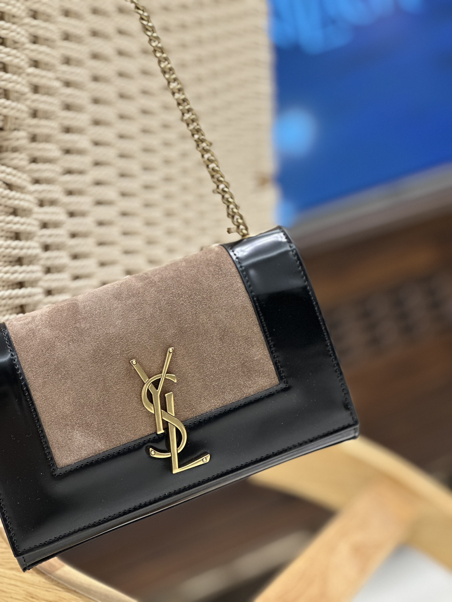[TOP] Yves Saint Laurent YSL Kate Bag 20x13.5x6cm - Black and Brown