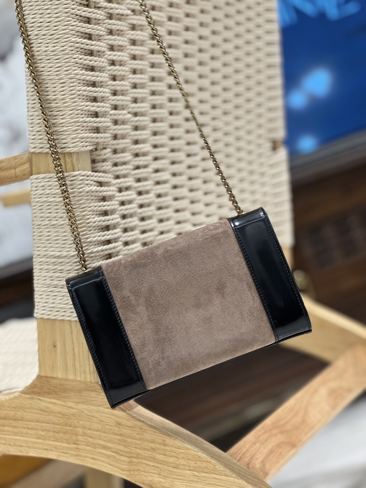 [TOP] Yves Saint Laurent YSL Kate Bag 20x13.5x6cm - Black and Brown